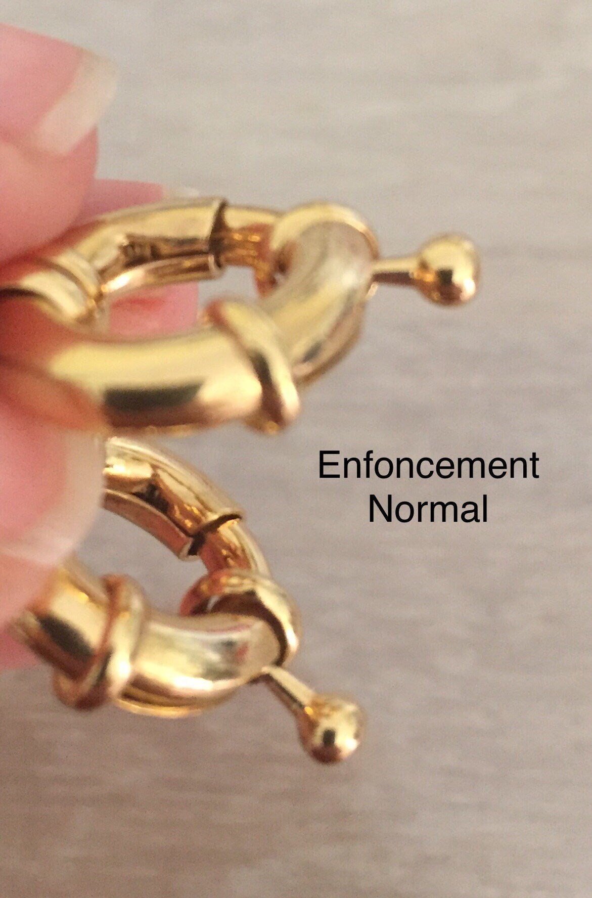 Fermoir Bouée 15mm 1 anneau en plaqué or 24 K doré à l'or fin, plaquage français