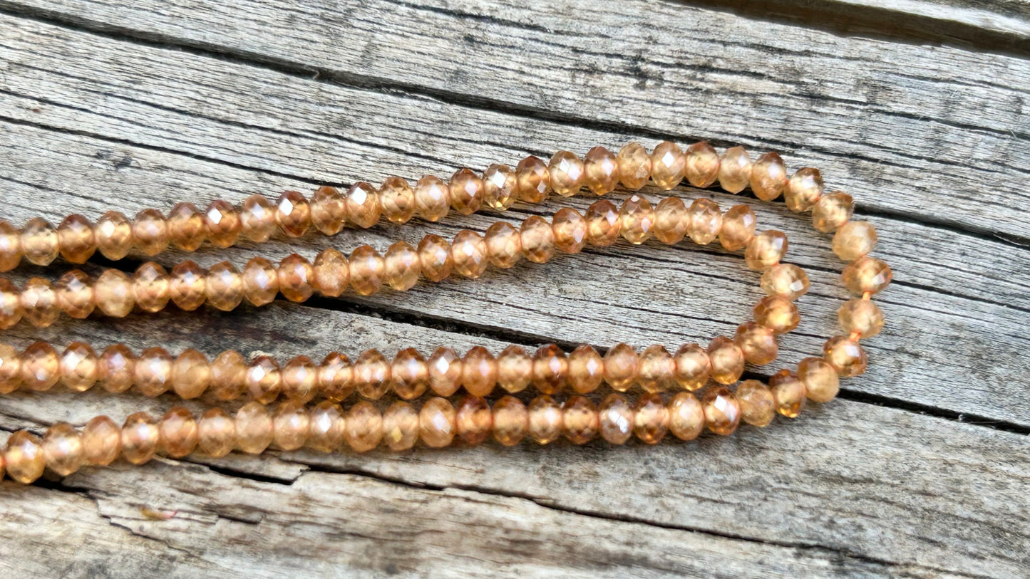 Grenat de Spessatine miel naturel rondelles facettes 2x3mm, pierre naturelle, 10 perles de grenat miel facettées gemme naturelle 2 x 3mm