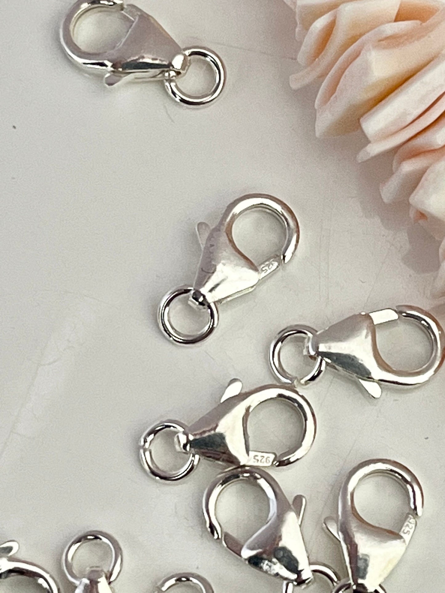 Fermoir mousqueton 5x8 mm argent massif 925/100, poinçon 925