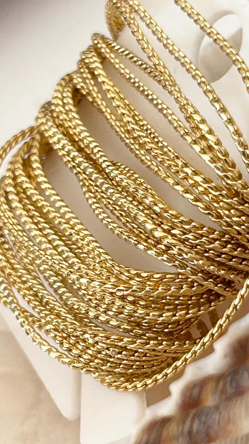 Chaîne serpentine 0,8mm plaqué or 24 carats 100% français, morceau chaîne création bijoux sans fermoir