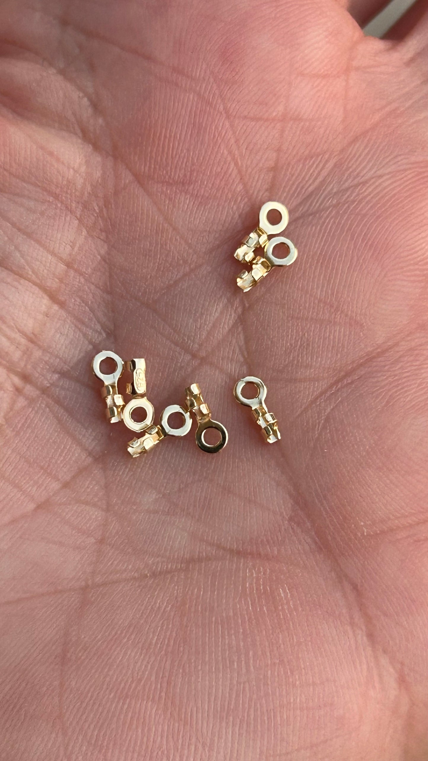 Embouts fins vermeil x4 à écraser argent massif 925, + plaqué or 24 carats, poinçonné 925 embout 3 griffes 0,8/1mm, MIYUKI, cordons, chaînes