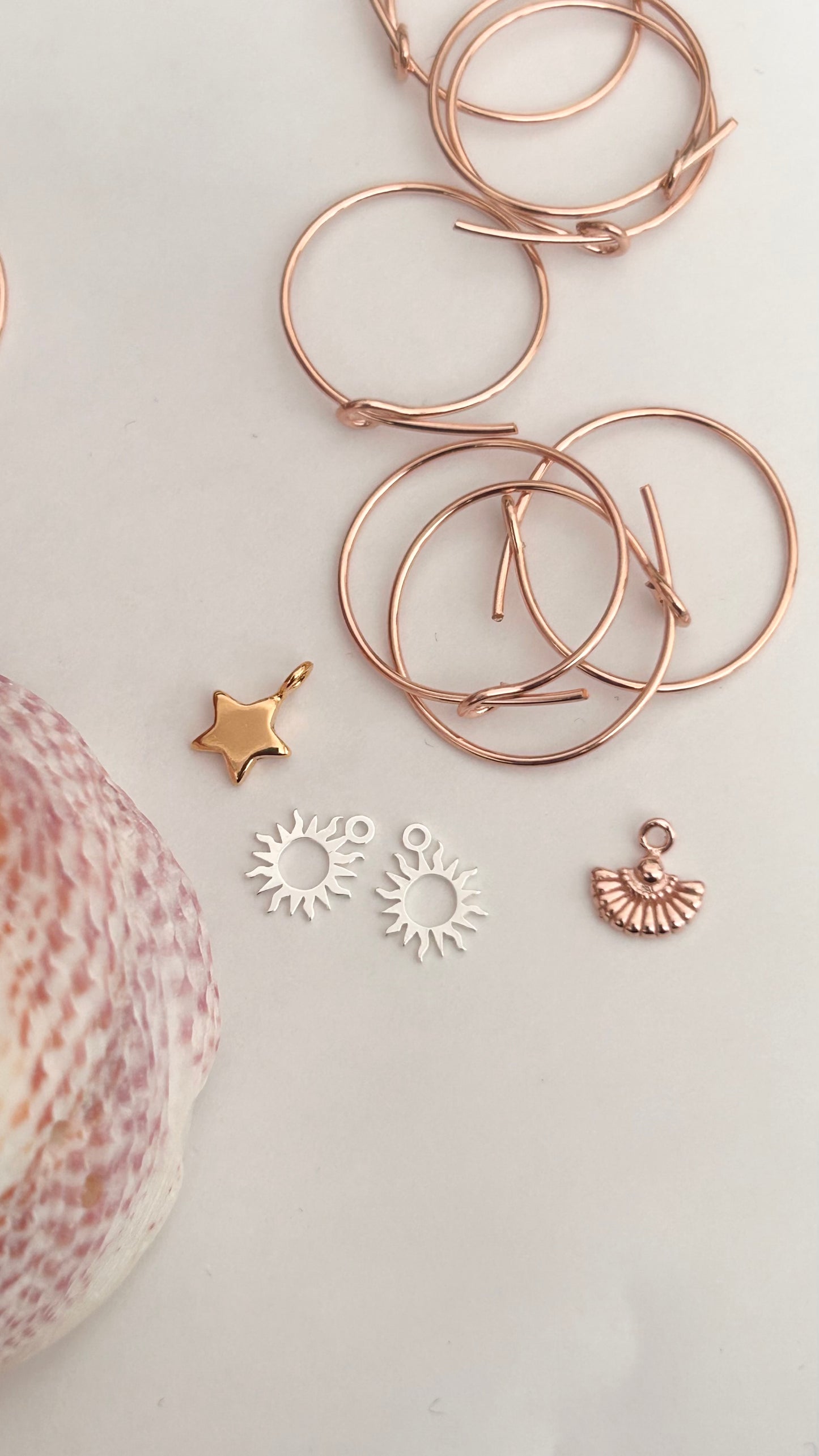 Créole argent 915 Plaqué Or rose 1 micron, BO fourniture bijoux