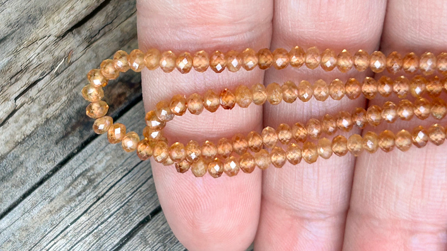 Grenat de Spessatine miel naturel rondelles facettes 2x3mm, pierre naturelle, 10 perles de grenat miel facettées gemme naturelle 2 x 3mm