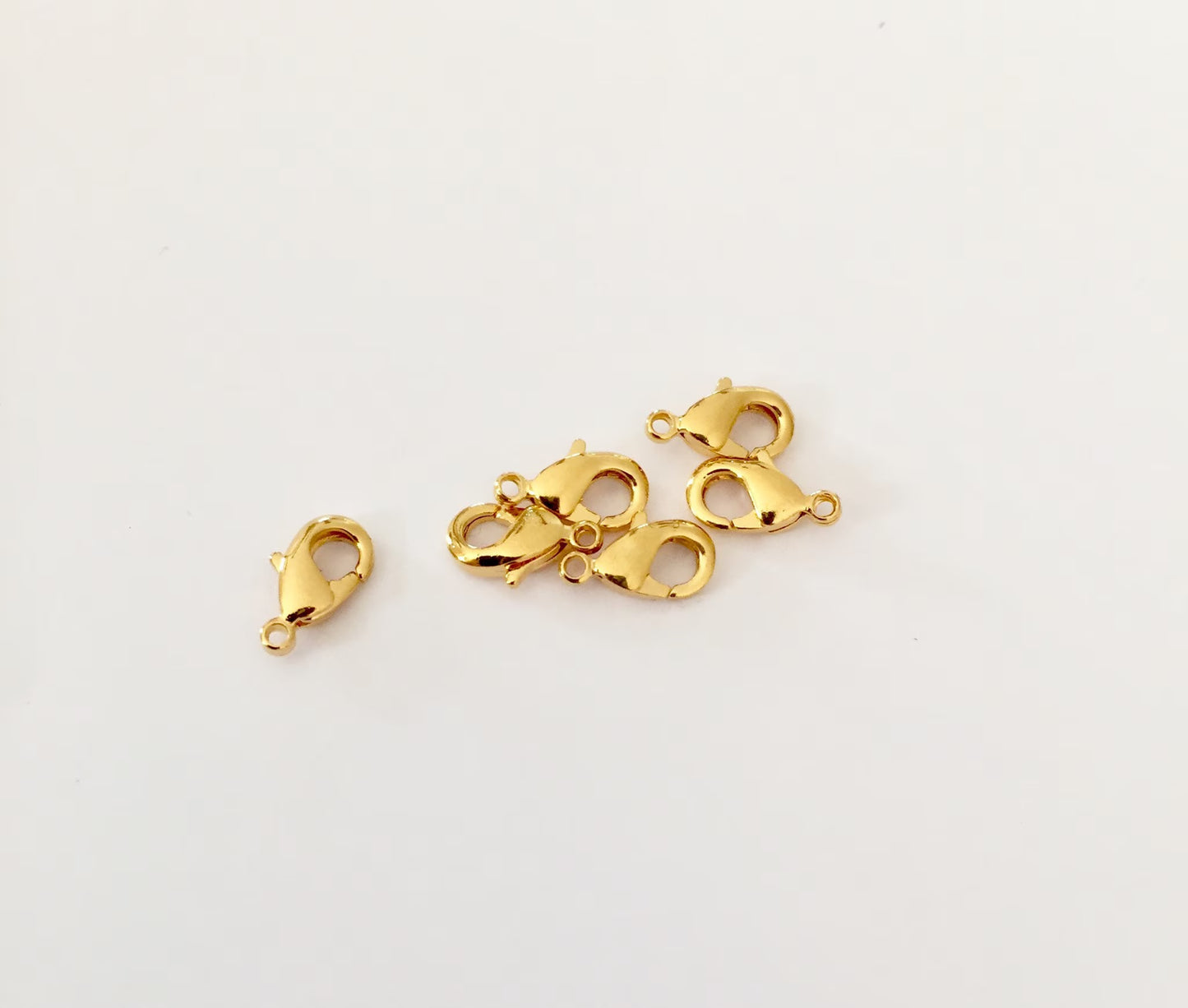 Fermoir mousqueton 12mm plaqué or 3 microns base laiton