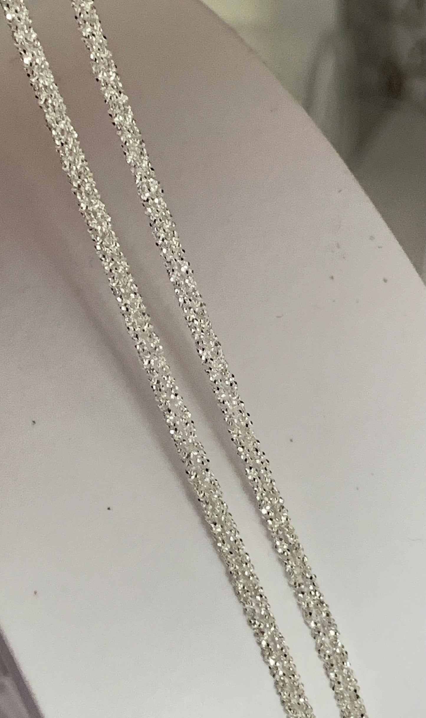 Chaîne flocons diamantée en argent 925 véritable 1,2mm, Morceau de chaîne en argent pur 925/1000