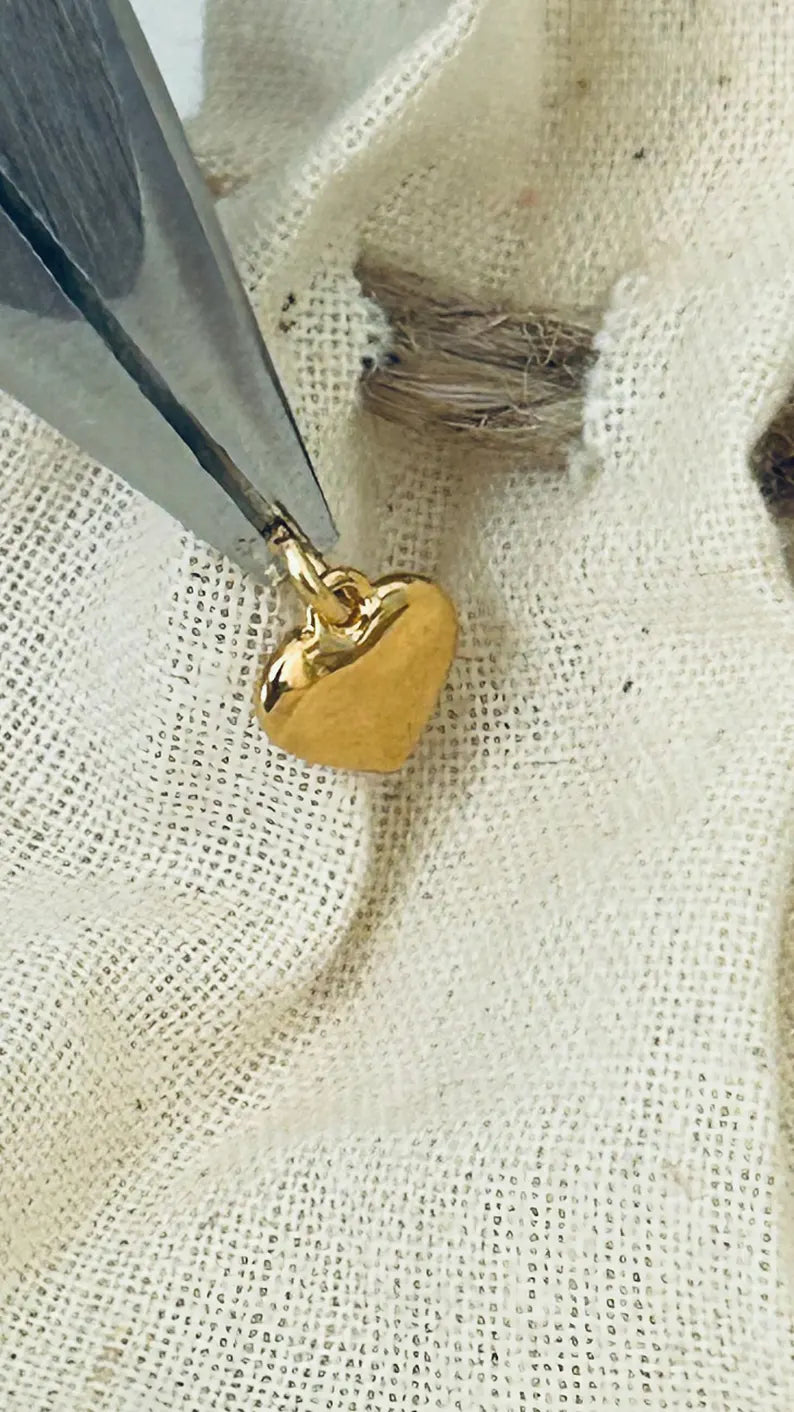 Coeur 7,5mm plaqué or, coeur plein avec anneau 4mm doré, amour, saint Valentin, maman..