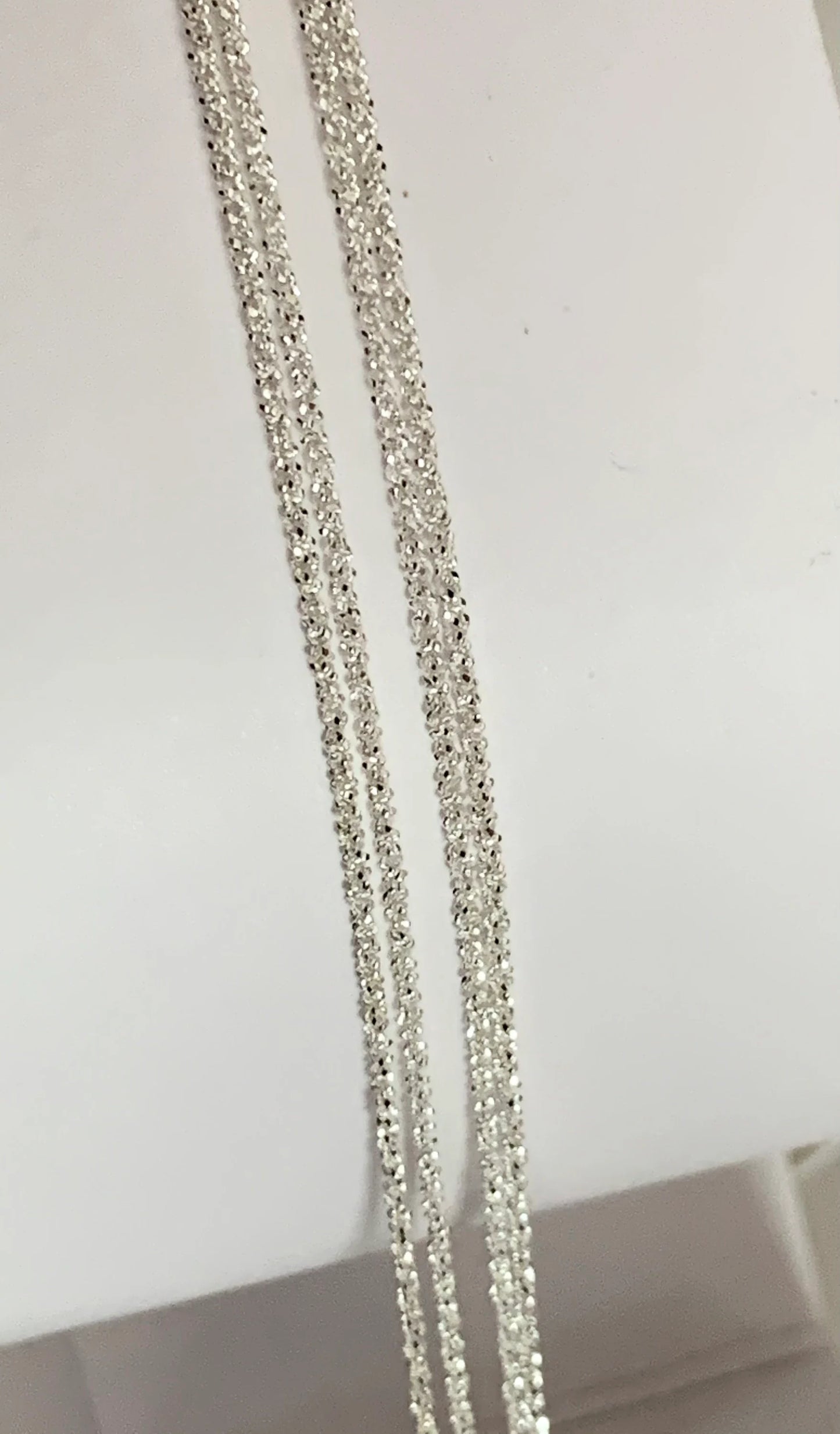Chaîne flocons diamantée en argent 925 véritable 1,2mm, Morceau de chaîne en argent pur 925/1000