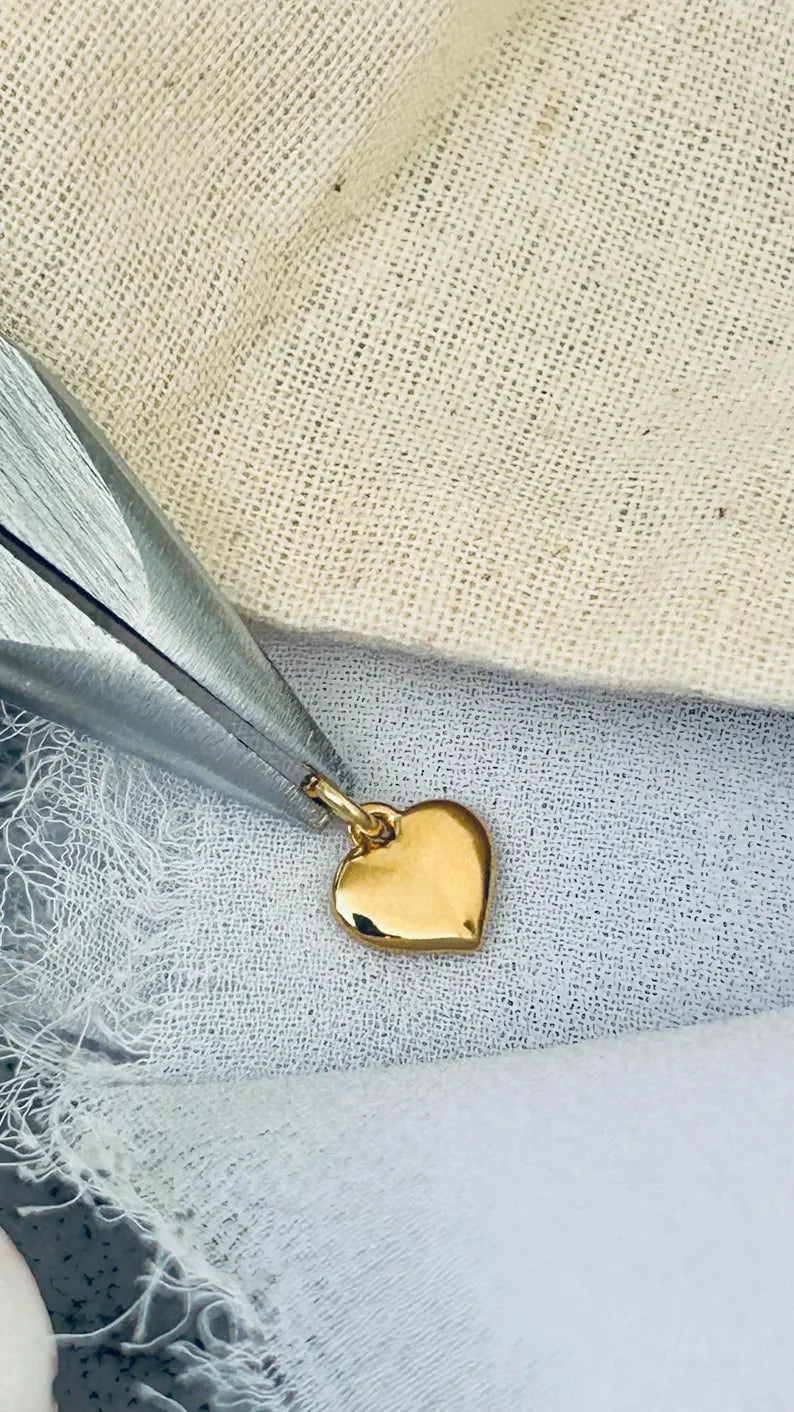 Coeur 7,5mm plaqué or, coeur plein avec anneau 4mm doré, amour, saint Valentin, maman..