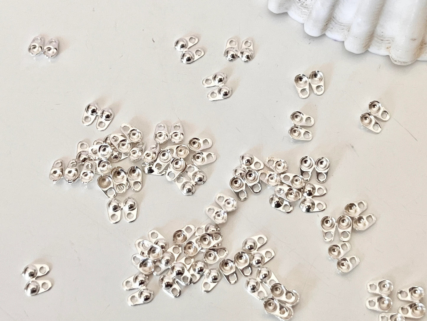 Cache-nœuds perle 2mm en argent, embout bille chaîne boules, chaîne perle bille, cache perles à écraser 2 mm, argent 925 massif