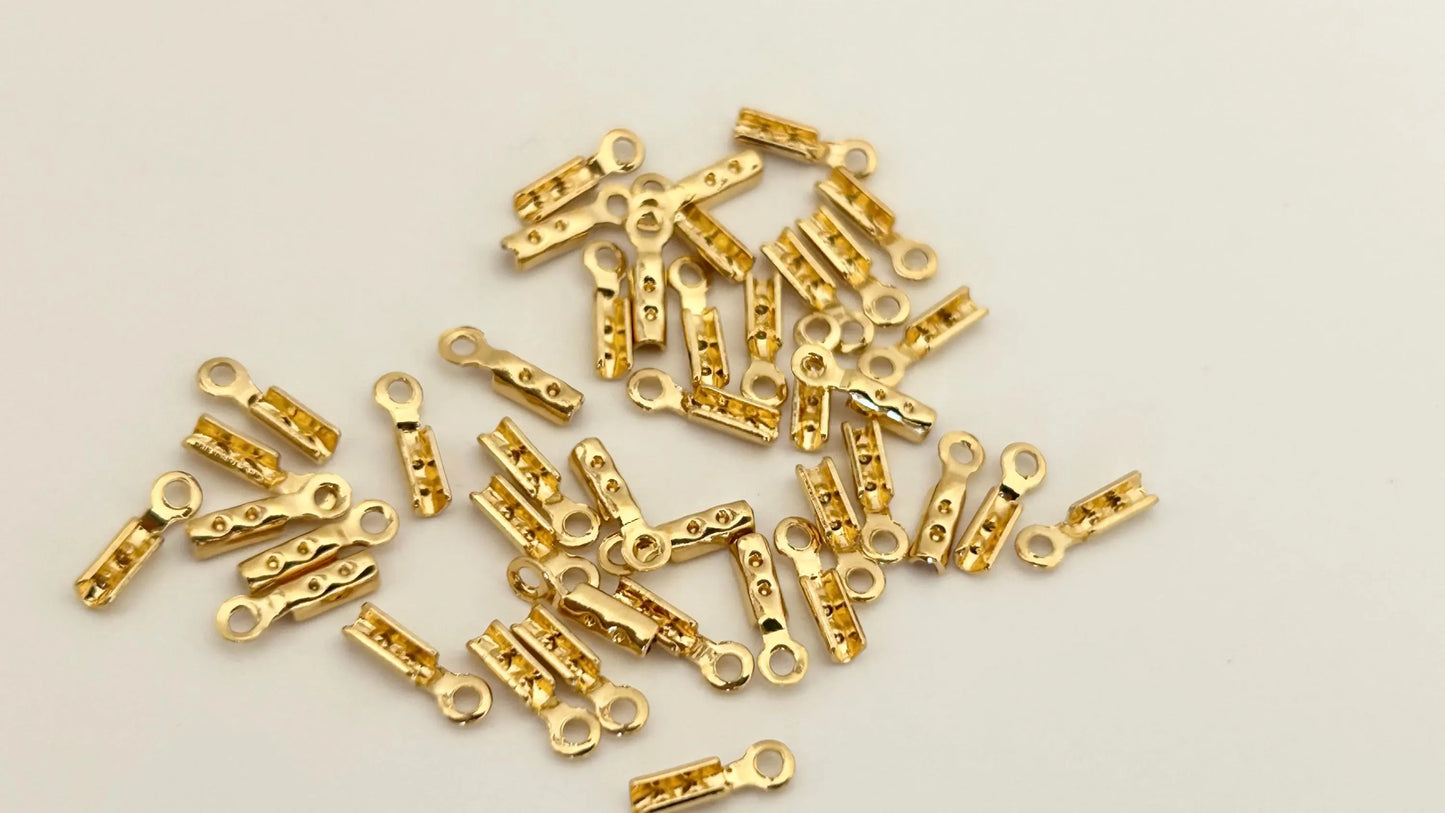 Lot de 2 Embouts de chaîne très fine - MIYUKI, Trou 0,5 mm plaqué or