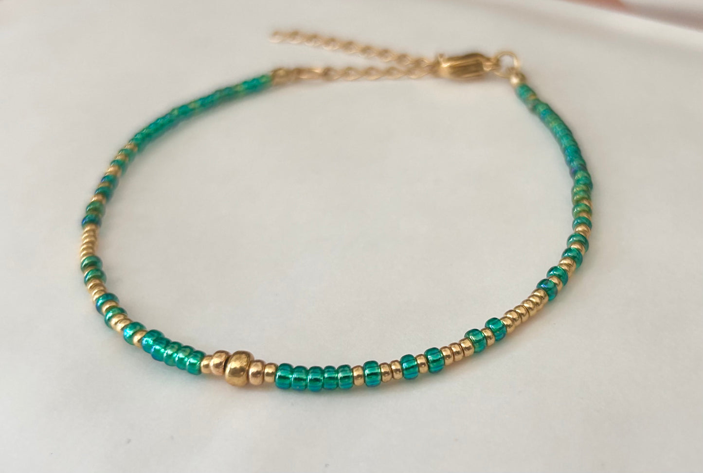 Bracelet Miyuki rocaille vert et doré