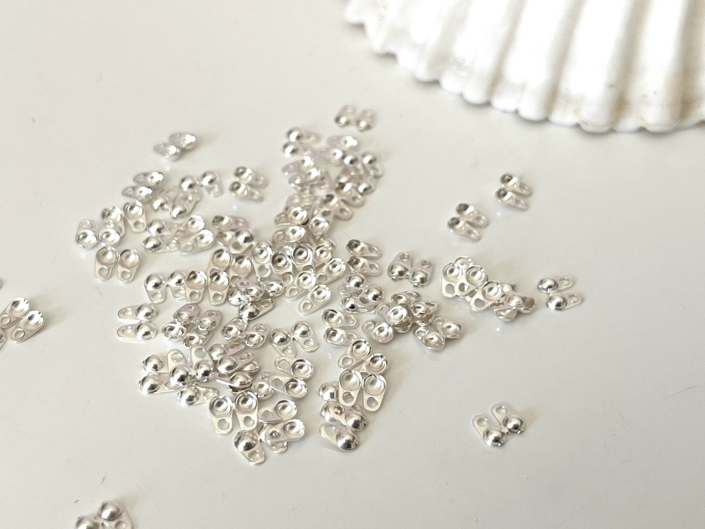 Cache-nœuds perle 2mm en argent, embout bille chaîne boules, chaîne perle bille, cache perles à écraser 2 mm, argent 925 massif