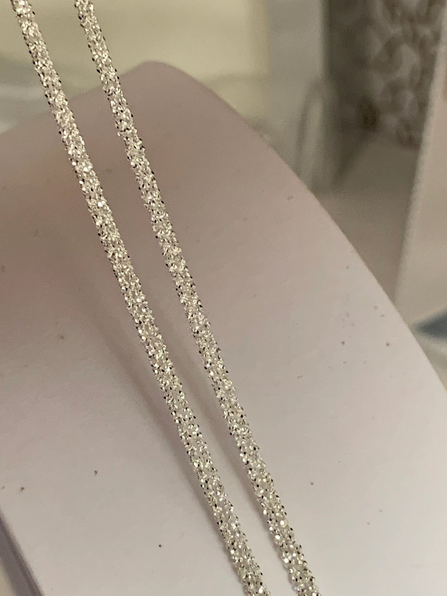 Chaîne flocons diamantée en argent 925 véritable 1,2mm, Morceau de chaîne en argent pur 925/1000