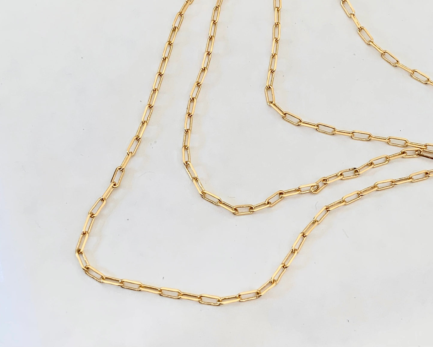 24K Chaîne maille rectangle 1.8x4.9mm ultra brillante, morceau de 50cm de CHAÎNE TROMBONE en plaqué or 24 K Haute Qualité
