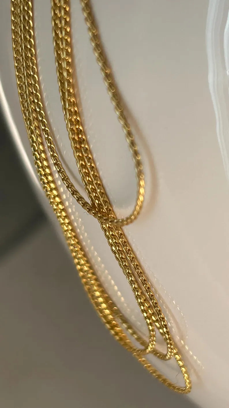 Chaîne serpentine 0,8mm plaqué or 24 carats 100% français, morceau chaîne création bijoux sans fermoir