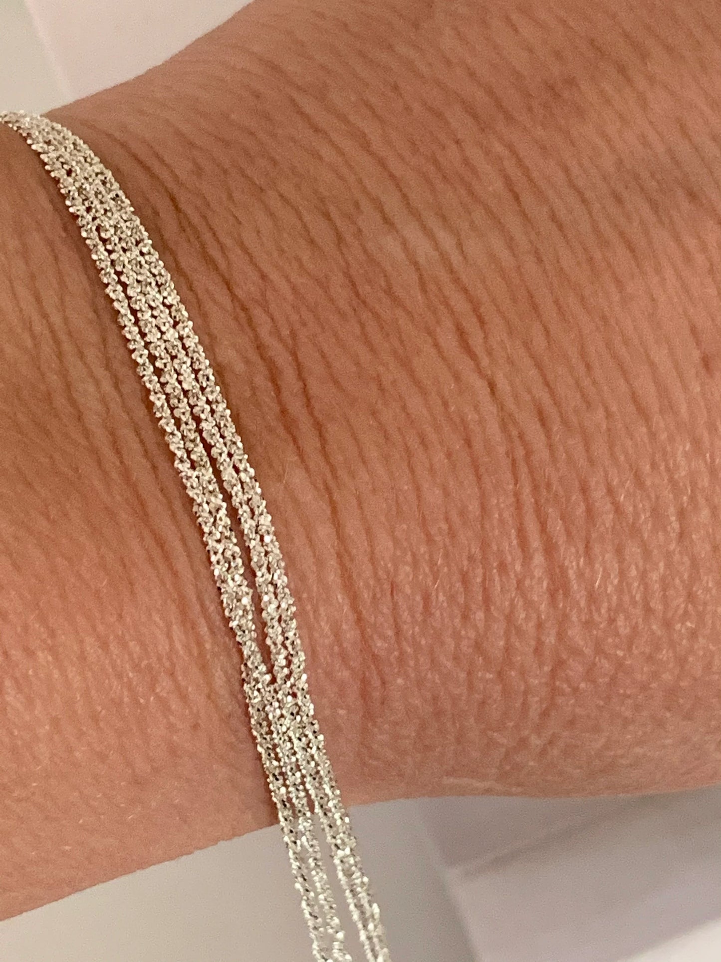 Chaîne flocons diamantée en argent 925 véritable 1,2mm, Morceau de chaîne en argent pur 925/1000