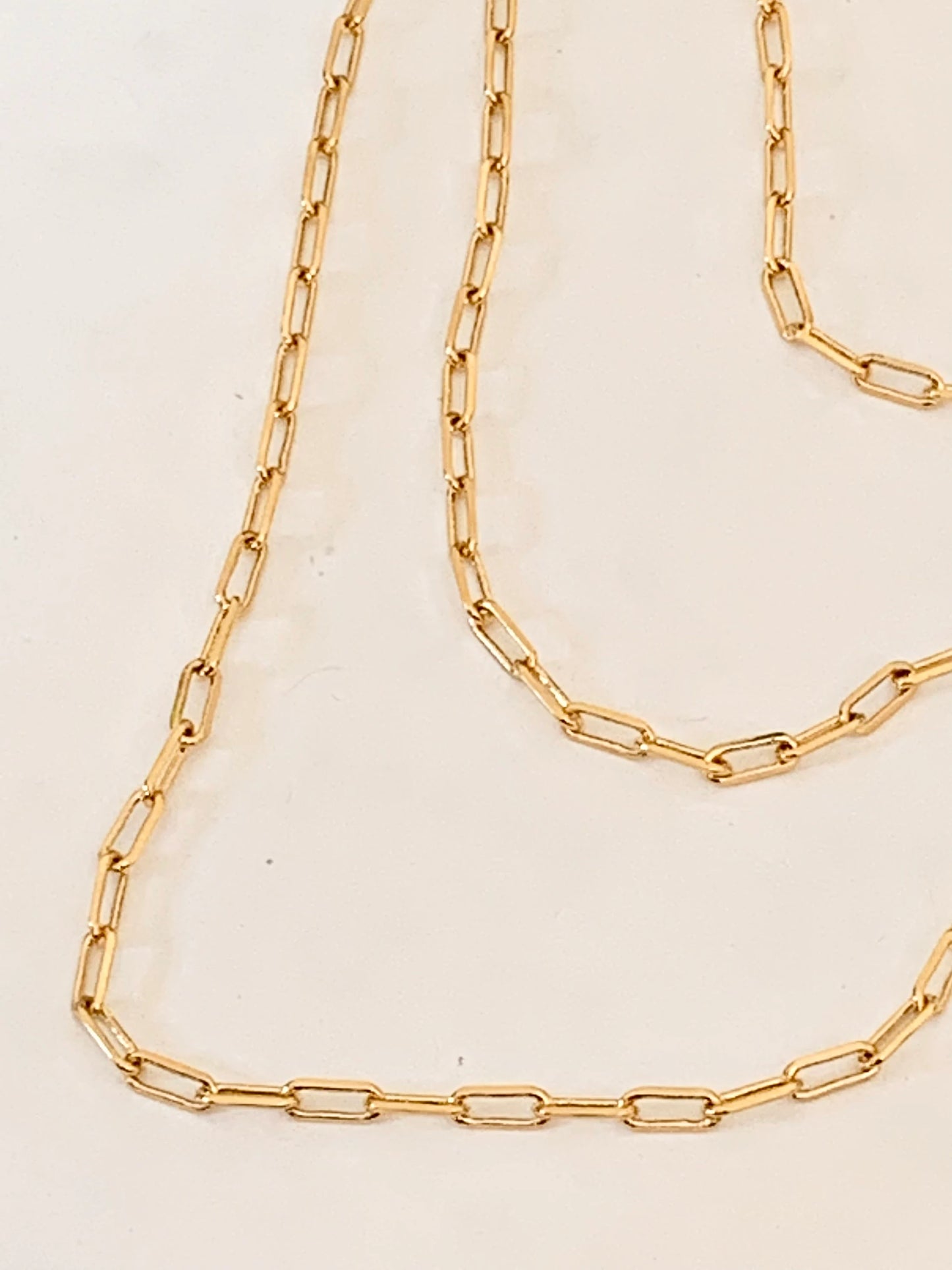 24K Chaîne maille rectangle 1.8x4.9mm ultra brillante, morceau de 50cm de CHAÎNE TROMBONE en plaqué or 24 K Haute Qualité