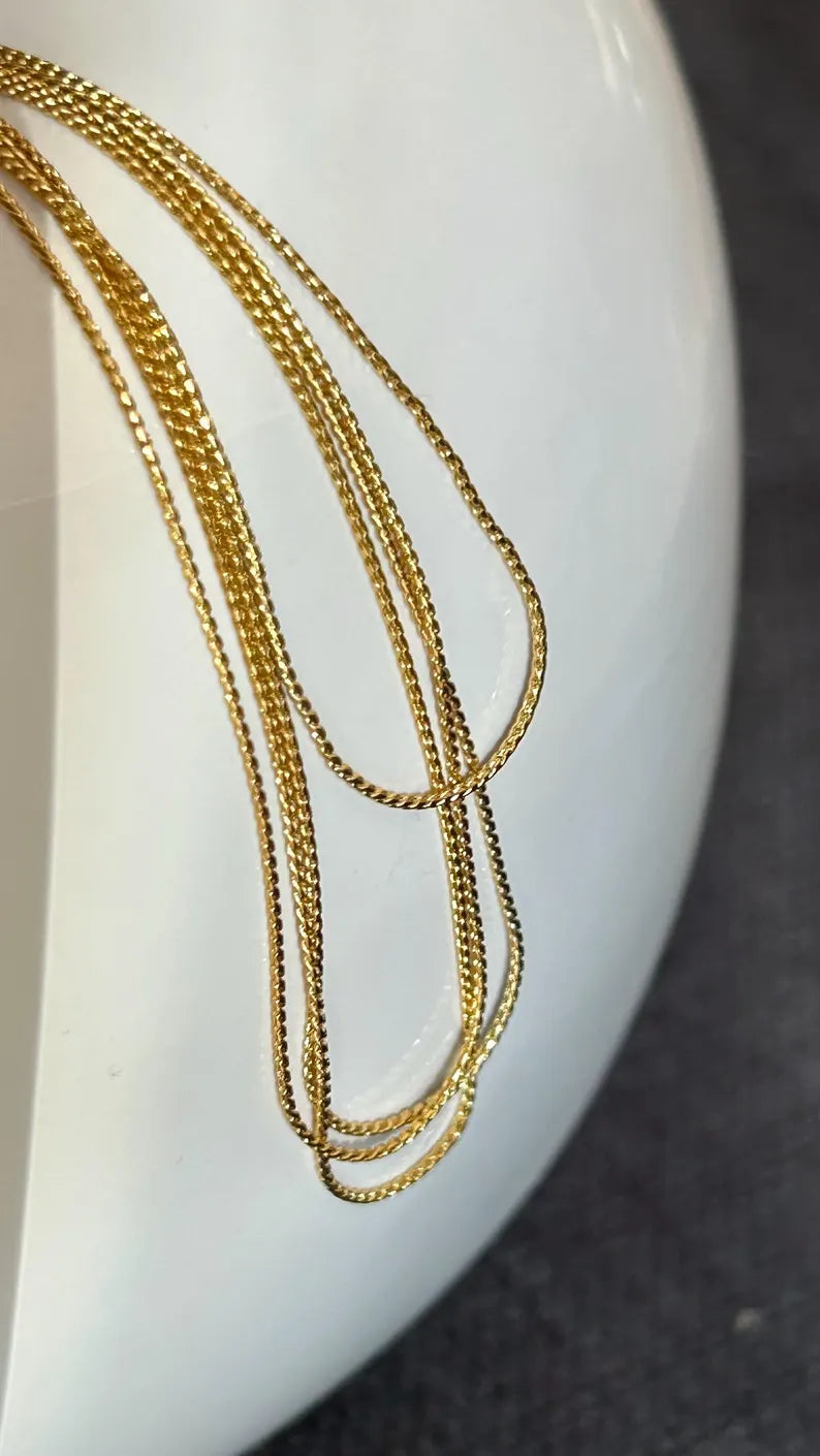 Chaîne serpentine 0,8mm plaqué or 24 carats 100% français, morceau chaîne création bijoux sans fermoir