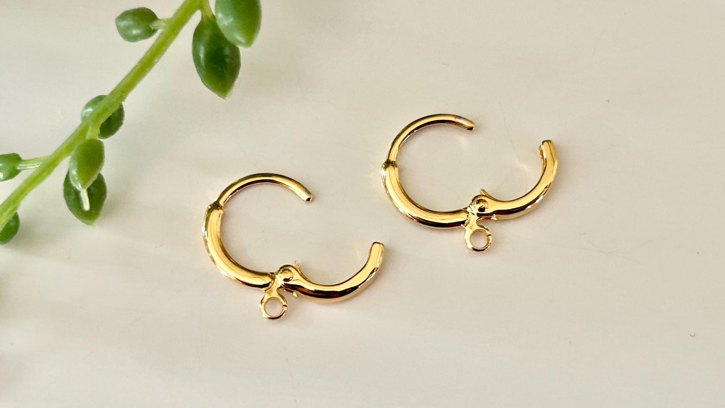 Paire de Dormeuses Rondes 13mm / Plaque or 24 carats 3 microns / boucle d'oreille plaqué or / mini créoles épaisses, mono boucle