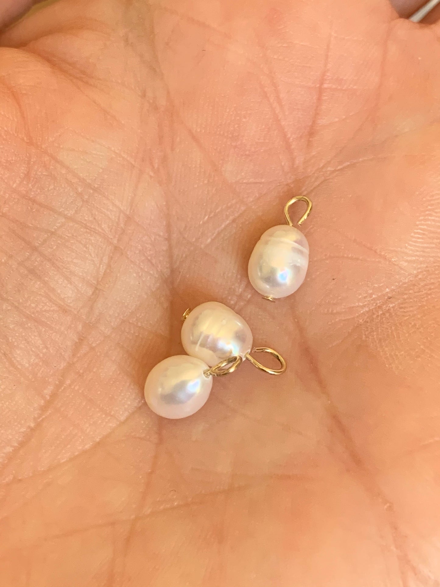 1 Pampille perle d’eau douce 8/9mm blanche et plaqué or
