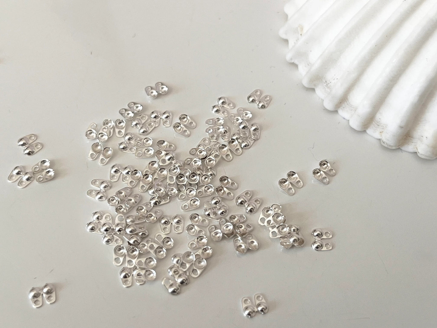 Cache-nœuds perle 2mm en argent, embout bille chaîne boules, chaîne perle bille, cache perles à écraser 2 mm, argent 925 massif