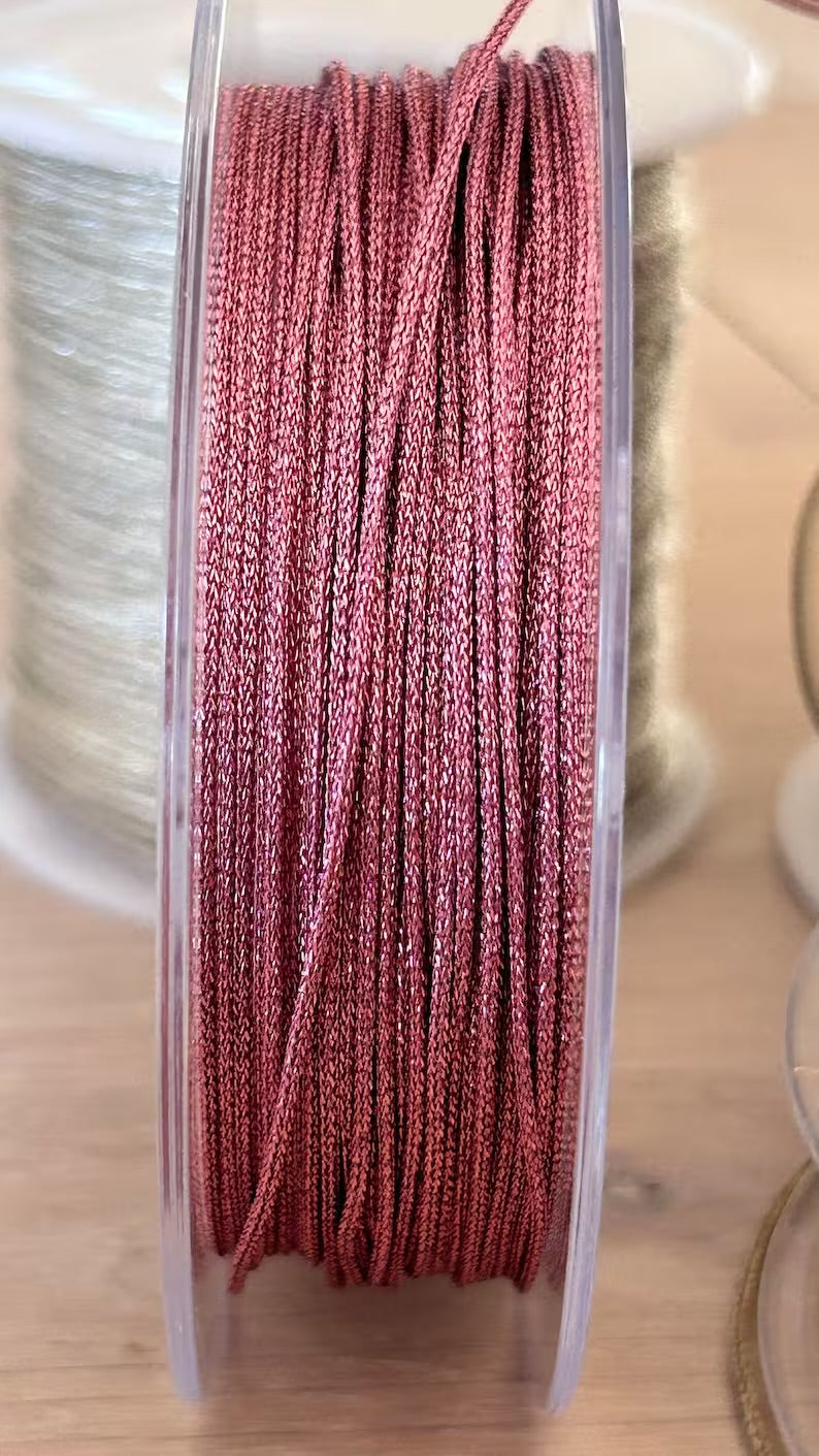 2 mètres cordon 1mm polyester métallisé, fil polyester 1 mm bracelet