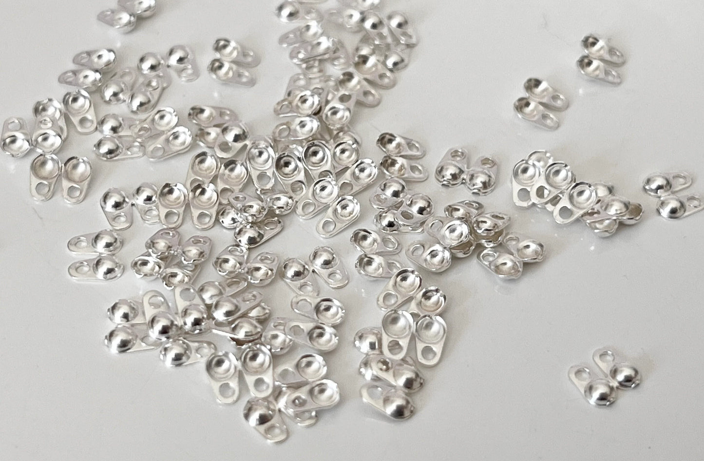 Cache-nœuds perle 2mm en argent, embout bille chaîne boules, chaîne perle bille, cache perles à écraser 2 mm, argent 925 massif