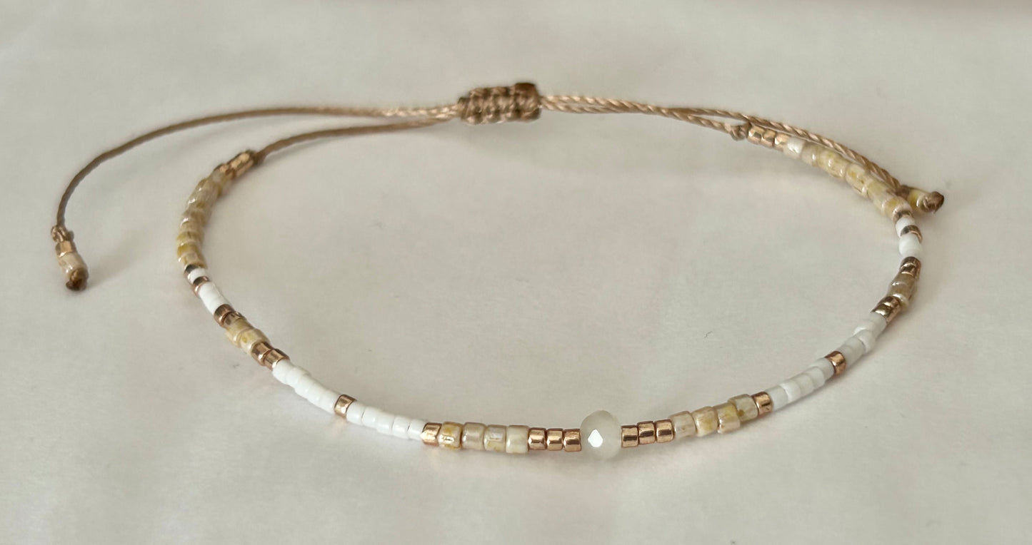 Bracelet Miyuki Champagne et blanc