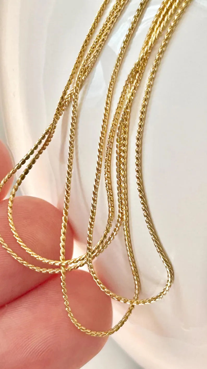 Chaîne serpentine 0,8mm plaqué or 24 carats 100% français, morceau chaîne création bijoux sans fermoir