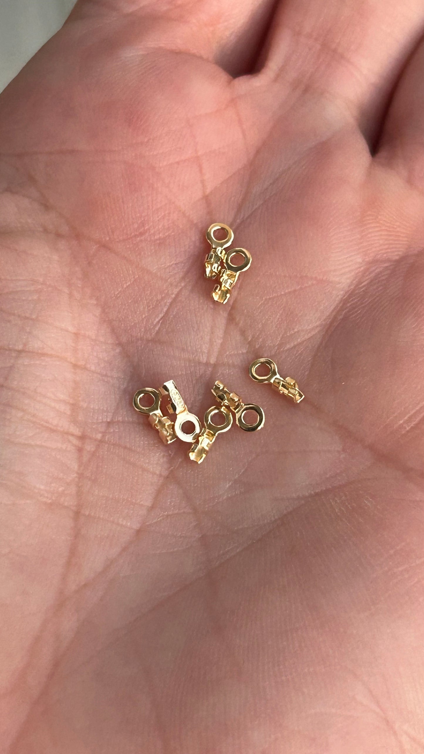 Embouts fins vermeil x4 à écraser argent massif 925, + plaqué or 24 carats, poinçonné 925 embout 3 griffes 0,8/1mm, MIYUKI, cordons, chaînes