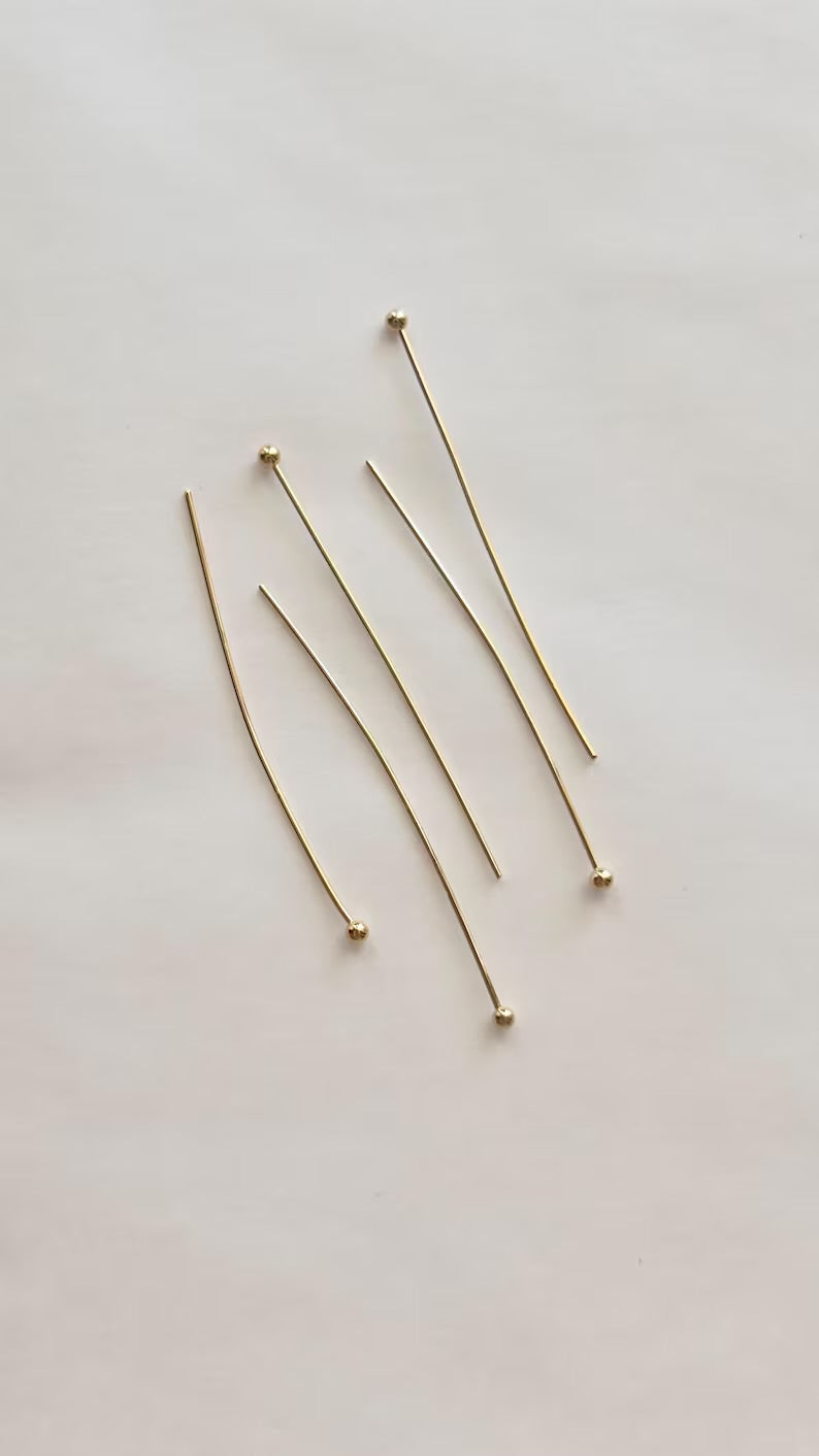 5 Clous tête boule 40mm laiton or fin 24K