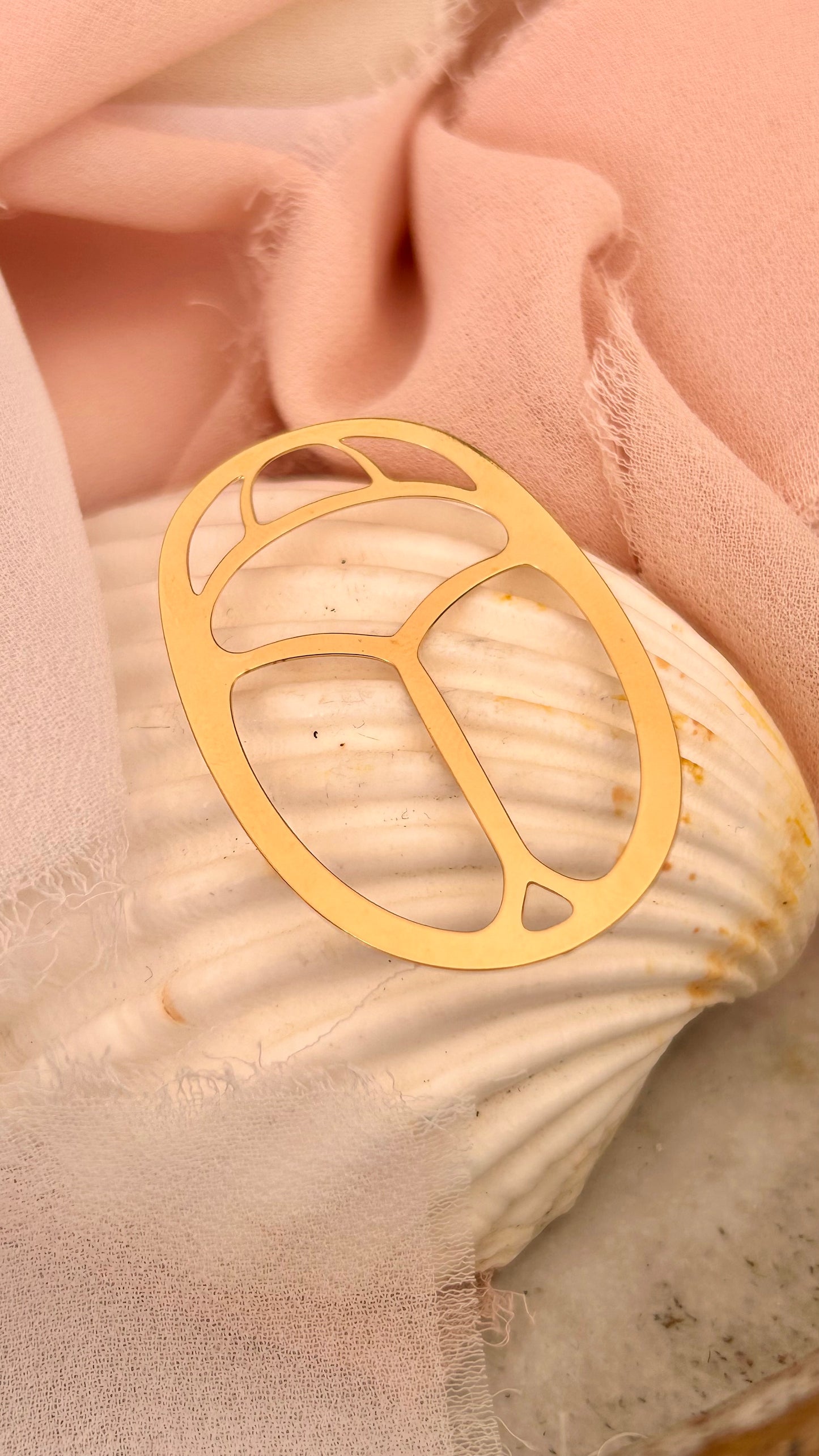 Scarabée XL 40 x 27mm doré, Pendentif scarabée plaqué or 24 carats