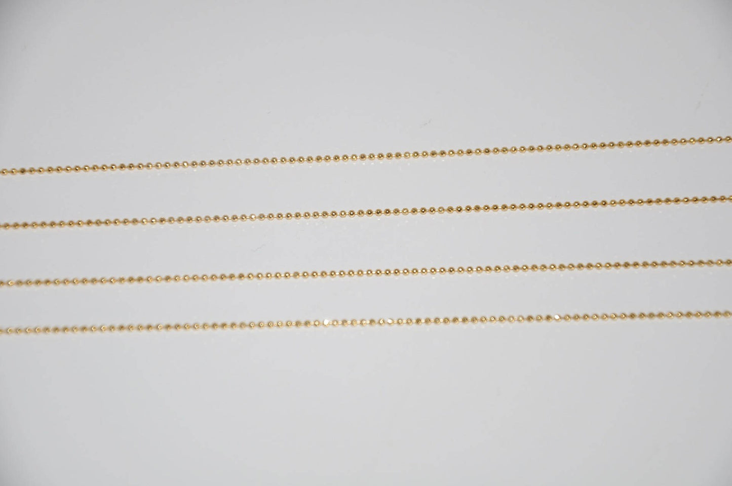 24 K Chaîne billes diamantée, chaînes boules facettes 0,8mm plaqué or 3 microns