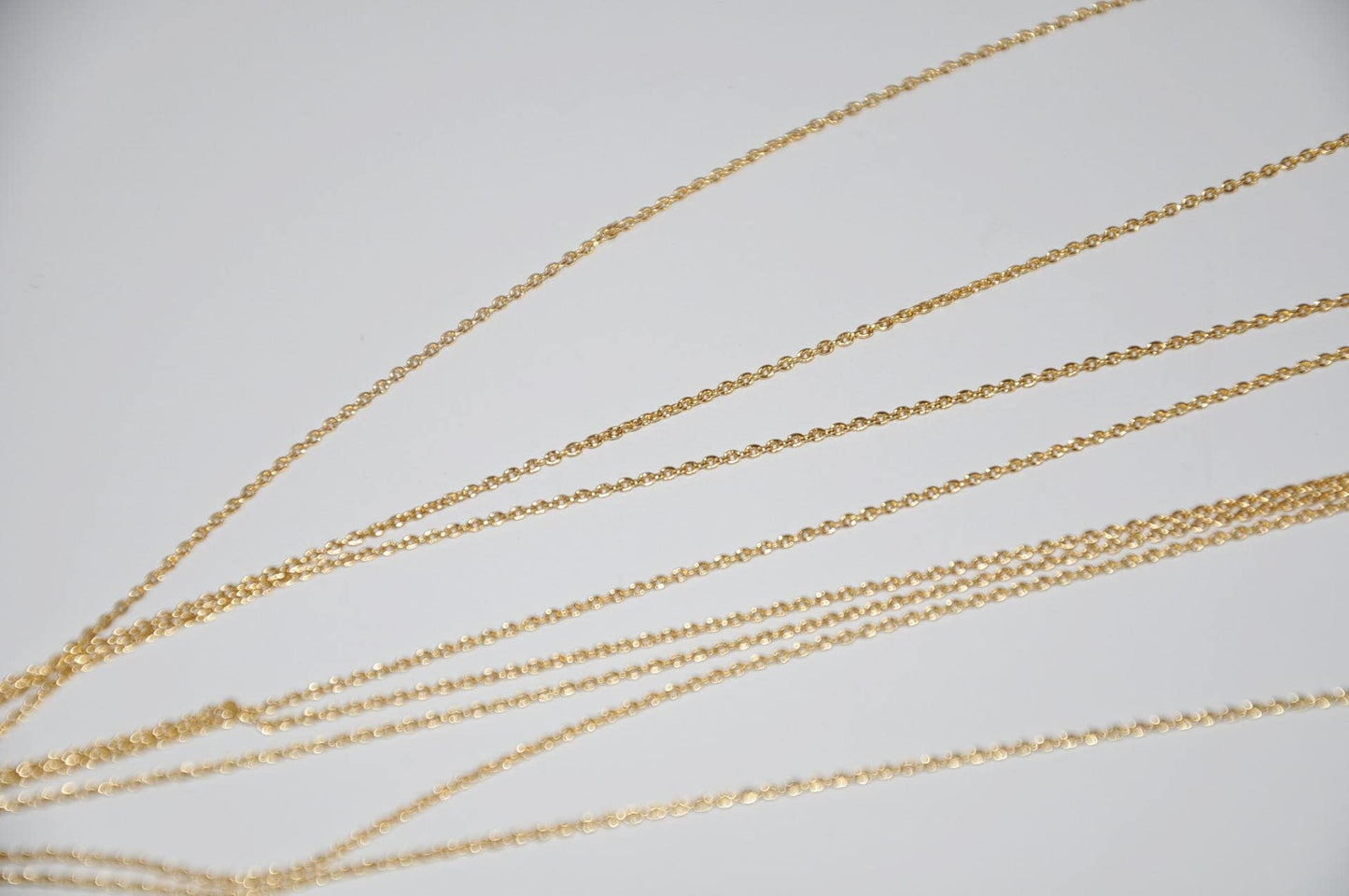 24K Chaîne câble, morceau de chaîne forçat arrondie 0,9mm plaqué or 3 microns
