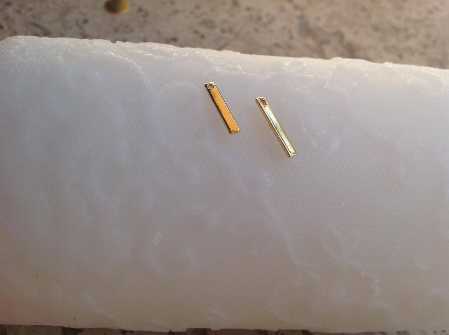 Rectangle pampille créations bijoux 15 x 2 mm plaqué or
