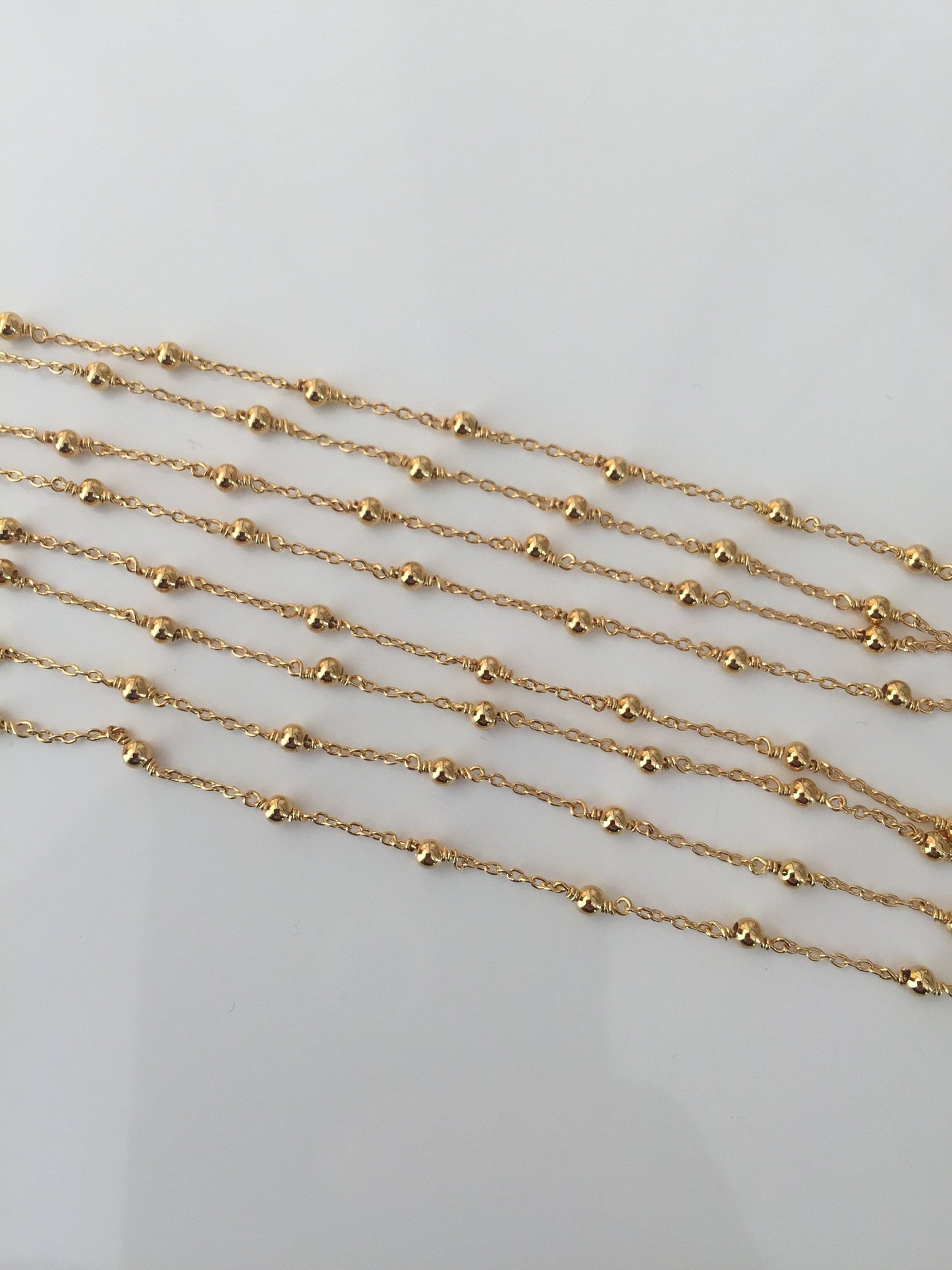 50 cm Chaîne Rosaire Boule 2 mm maille câble 1 mm plaqué or, morceau de chaîne pour confection collier, élégant et fin