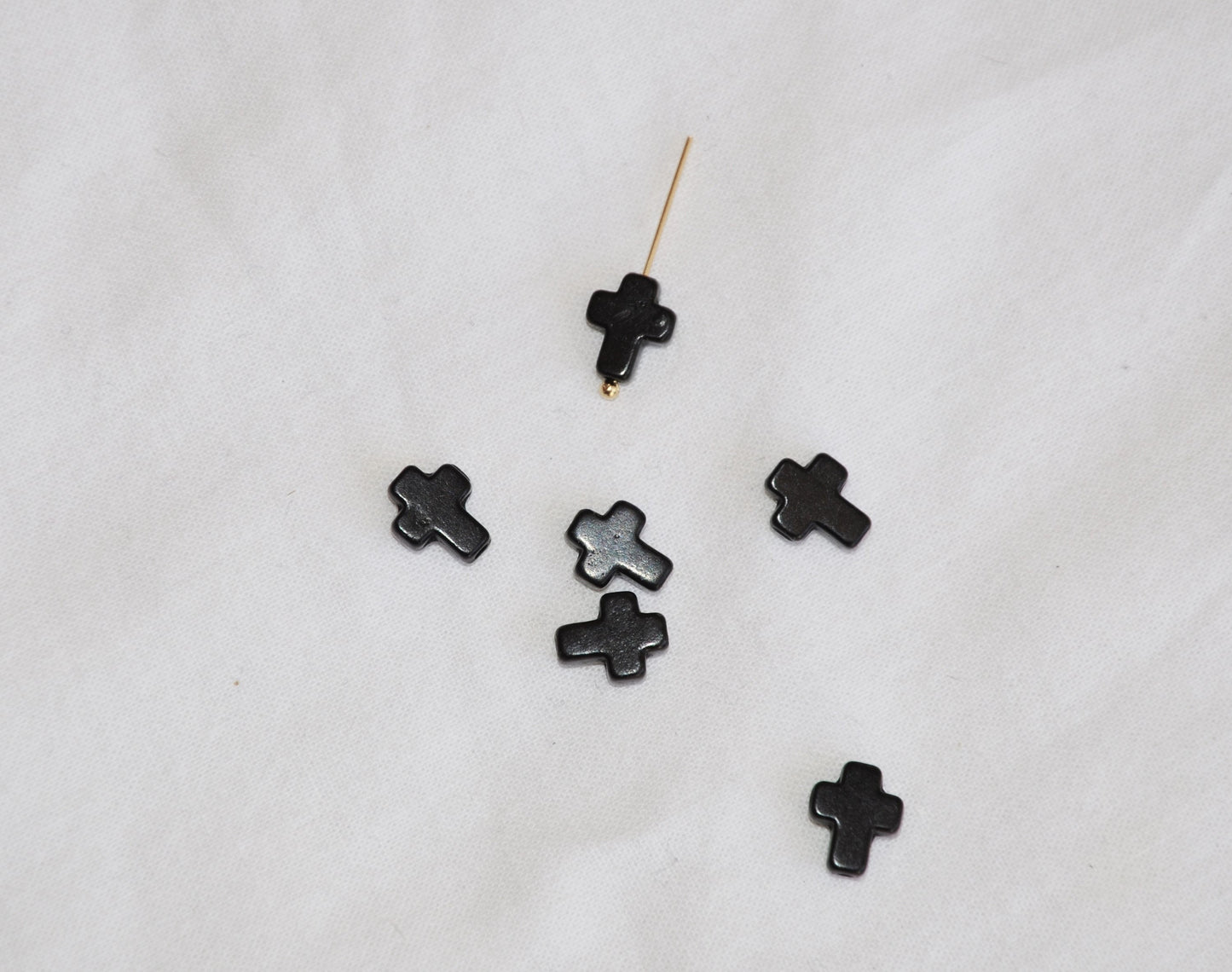 2 CROIX magnésite 8 x 10 mm noire - 2 cross black