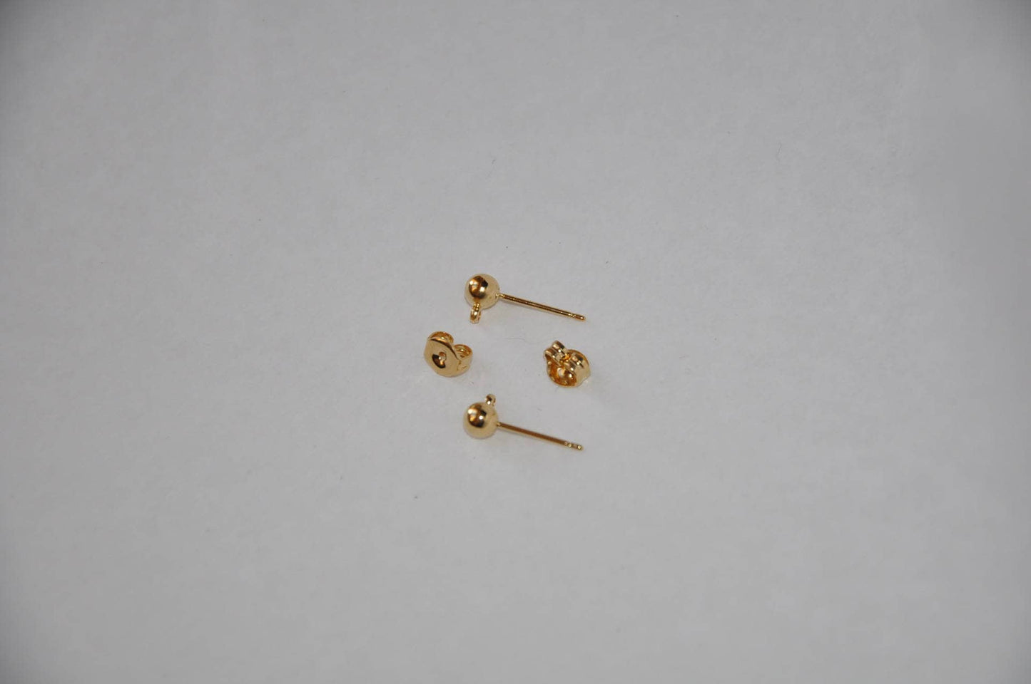1 Paire de Boucles d'oreilles boules Clous d'oreilles boule Plaqué Or 4mm