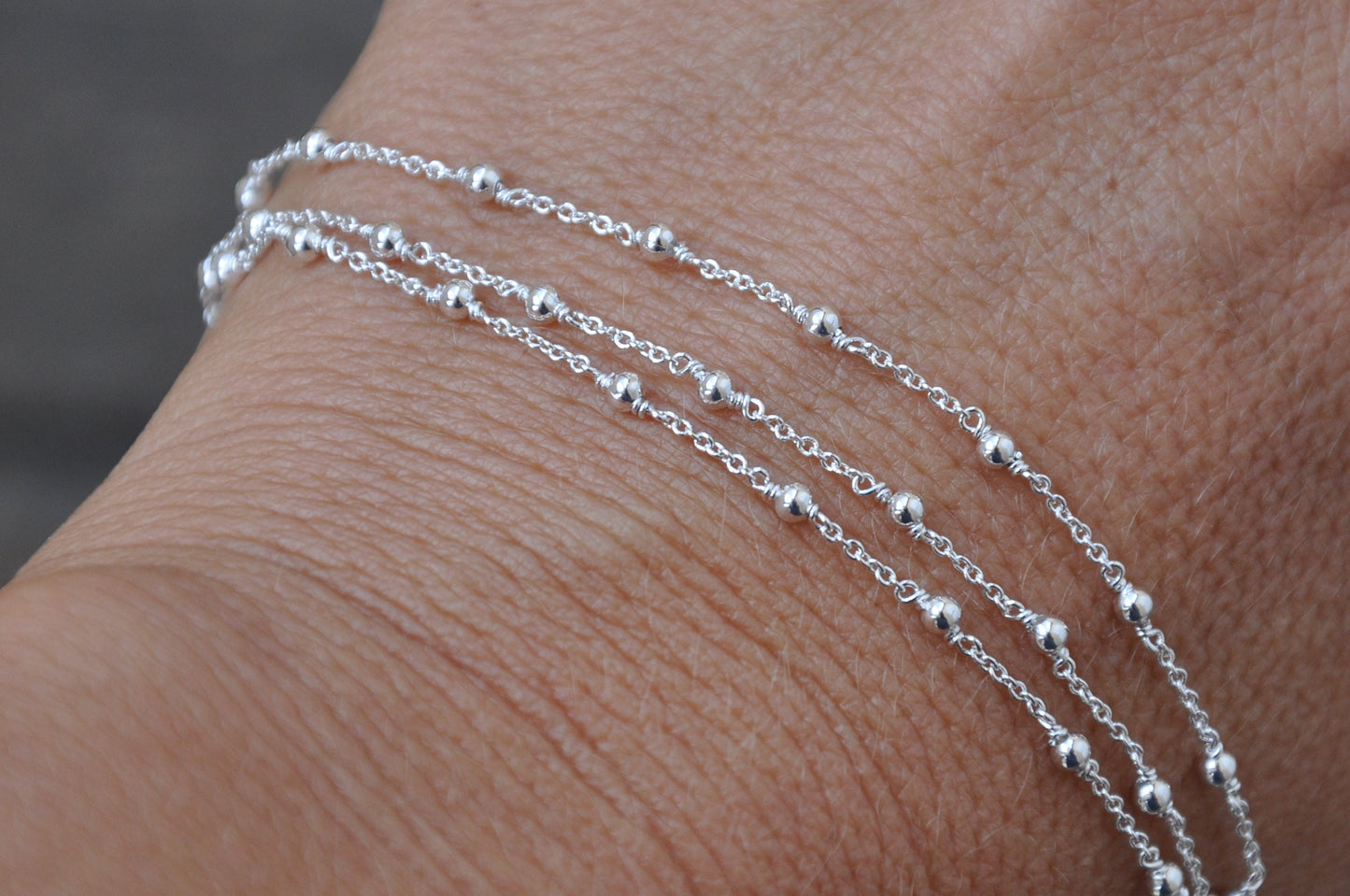 50 cm Chaîne Rosaire Boule 2 mm maille cable 1 mm Argent 925, morceau de chaîne pour confection bijoux, élégant et fin