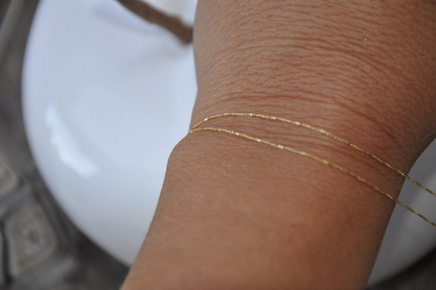 24K Chaîne très fine - maille "s" aplatie 0,50 mm plaqué or 100% français