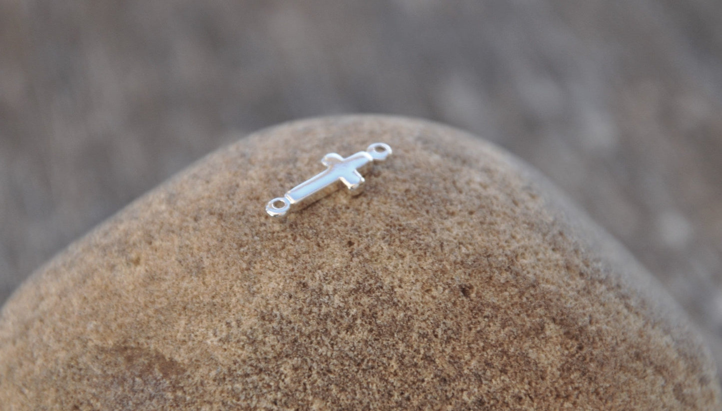 Connecteur croix minimaliste Argent 925 14 x 5 mm
