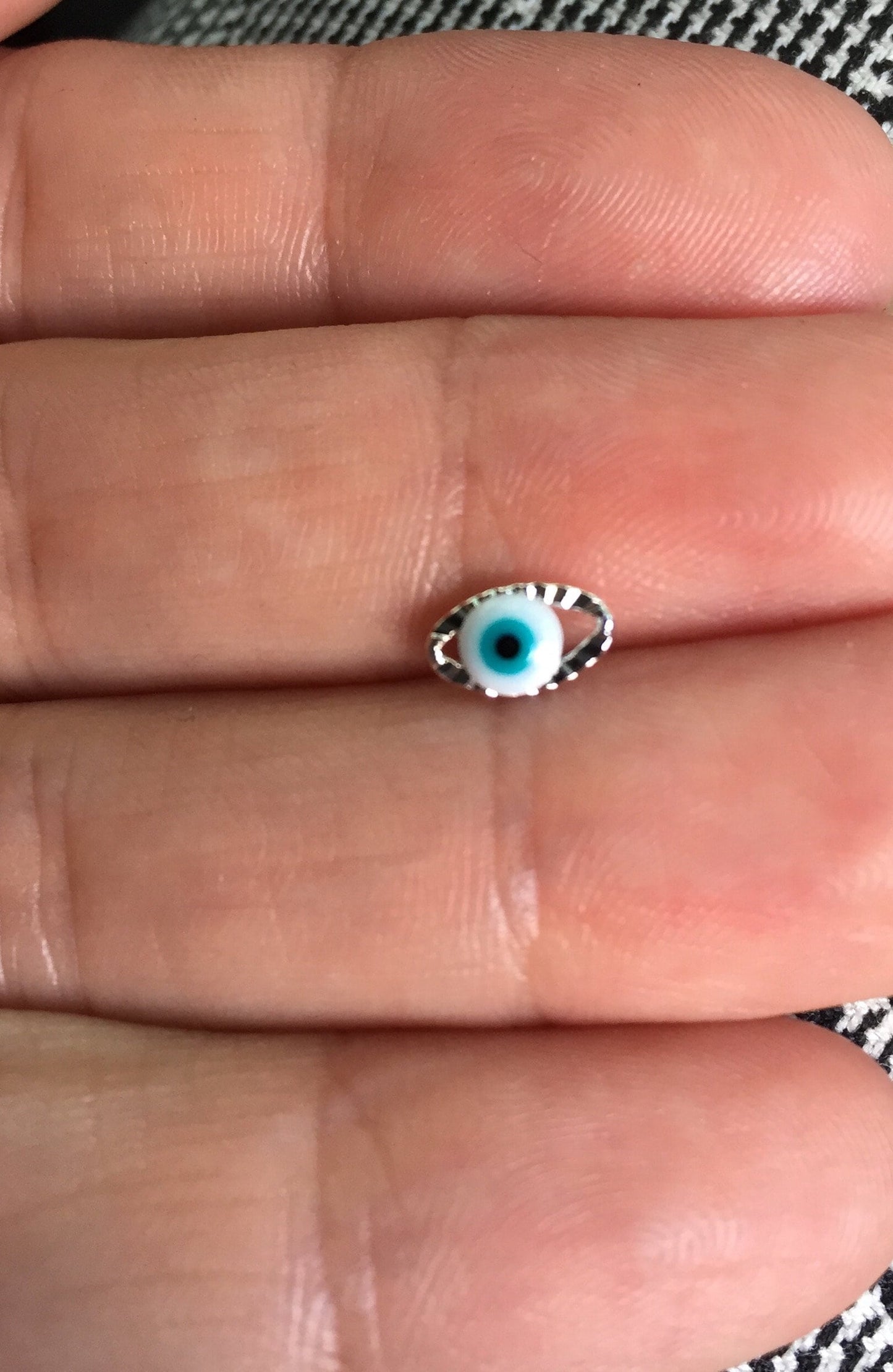Œil en argent strié double face 8 mm
