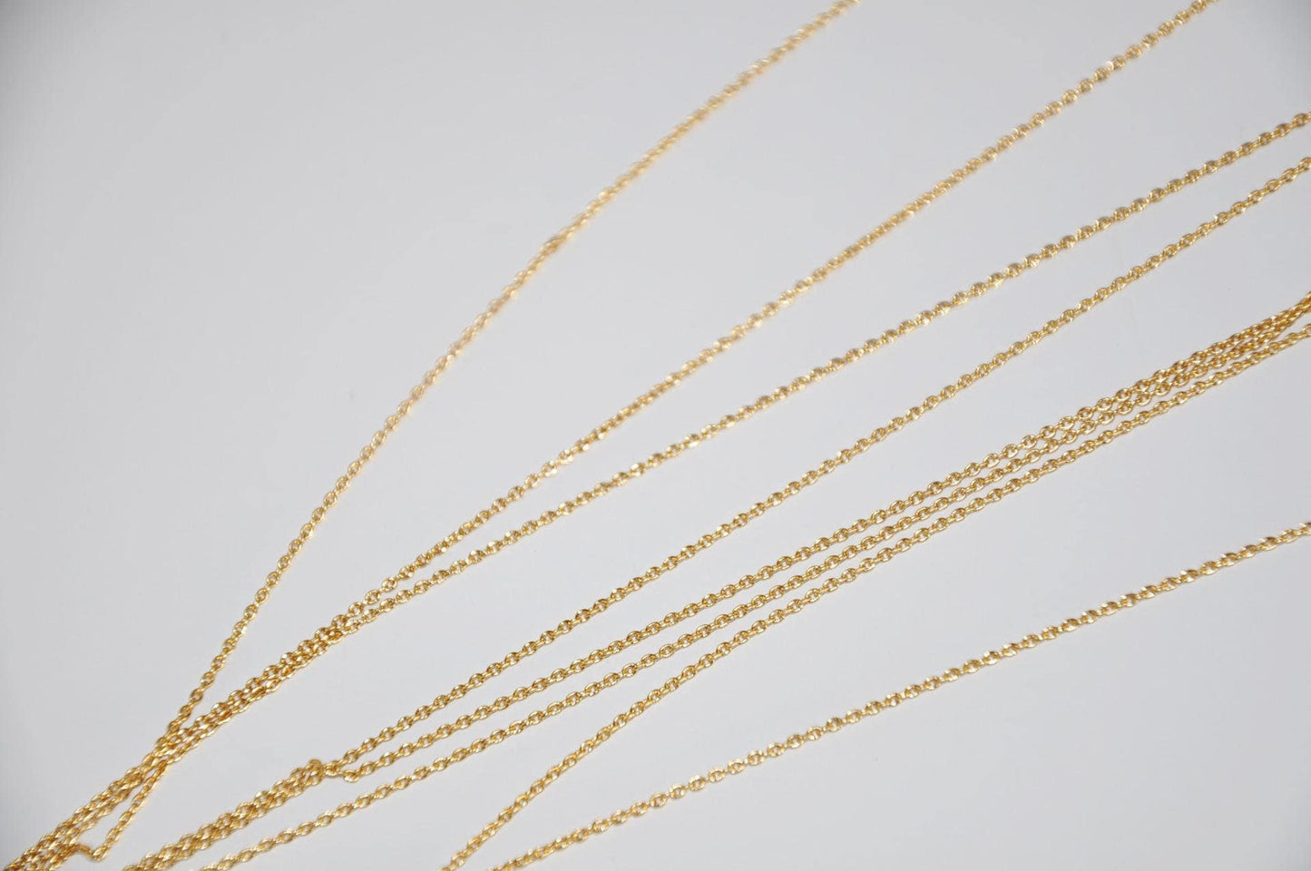 24K Chaîne câble, morceau de chaîne forçat arrondie 0,9mm plaqué or 3 microns