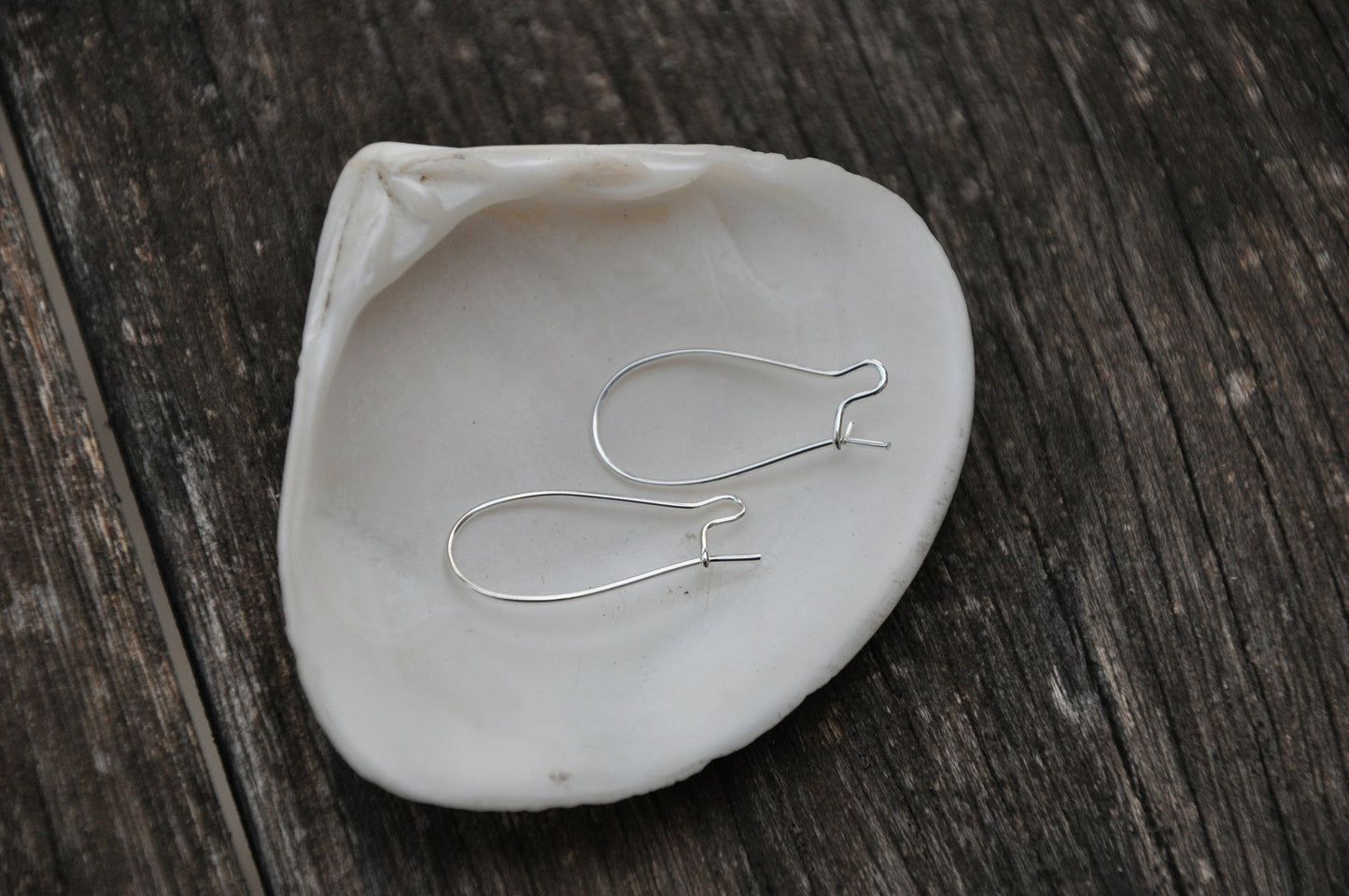 2 Dormeuses Crochets d'Oreilles longues 25 x 12 mm en Plaqué Argent 925