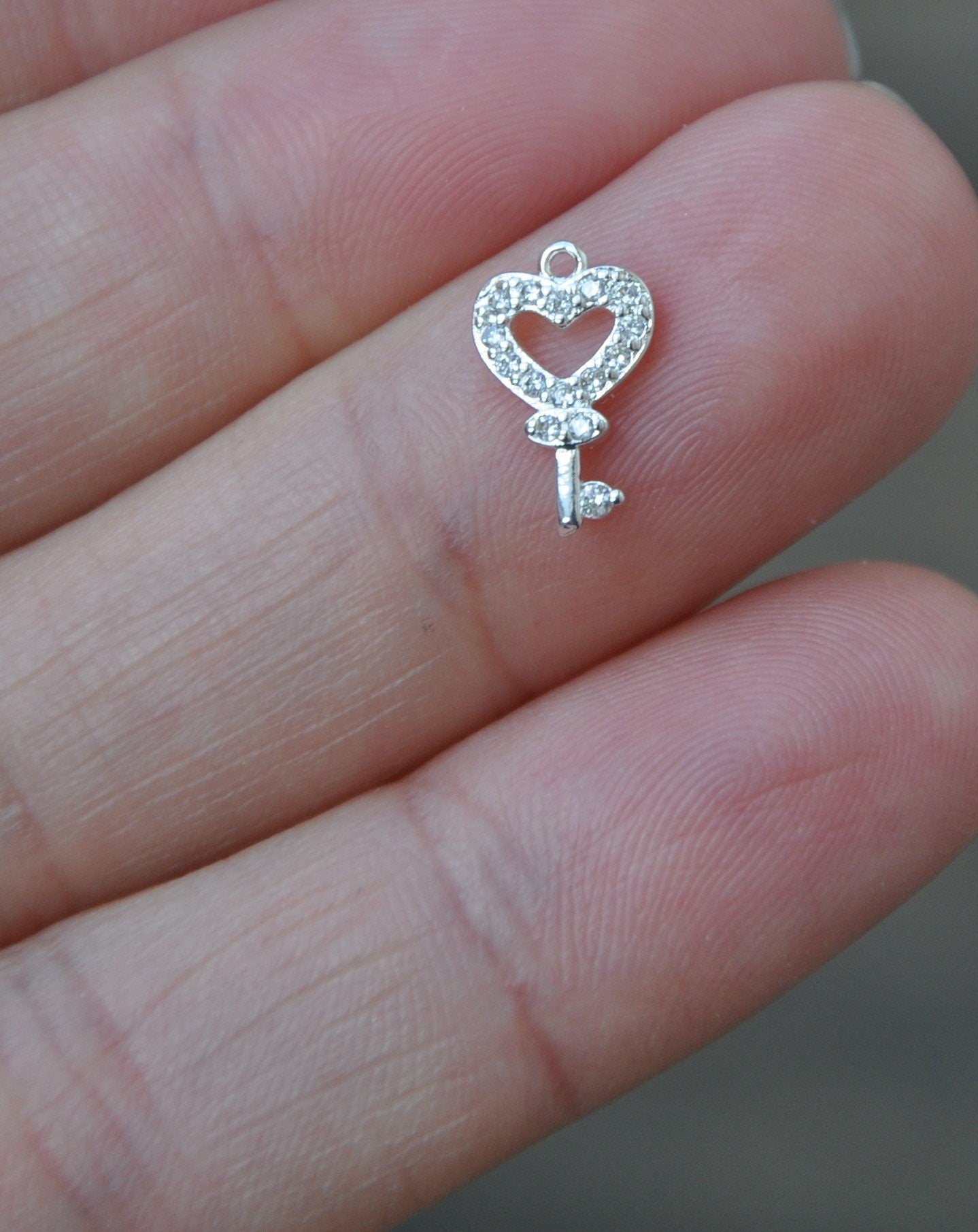 Pendentif clé et cœur avec zircon Argent 925