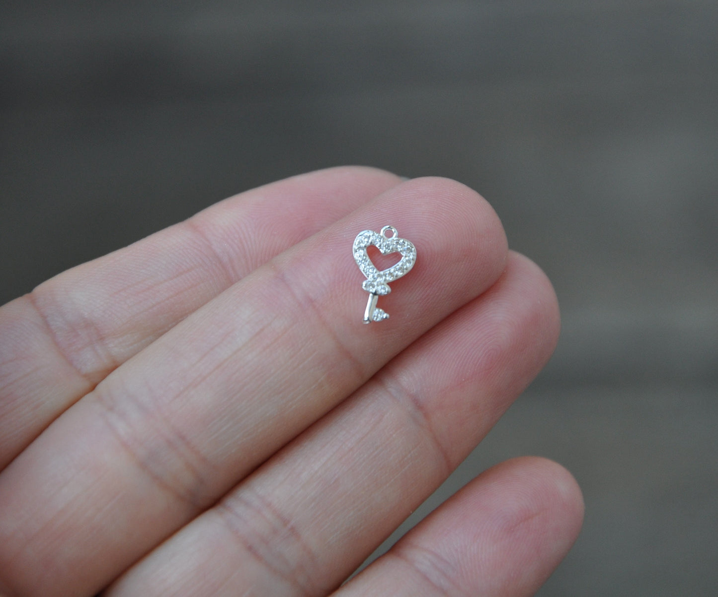 Pendentif clé et cœur avec zircon Argent 925