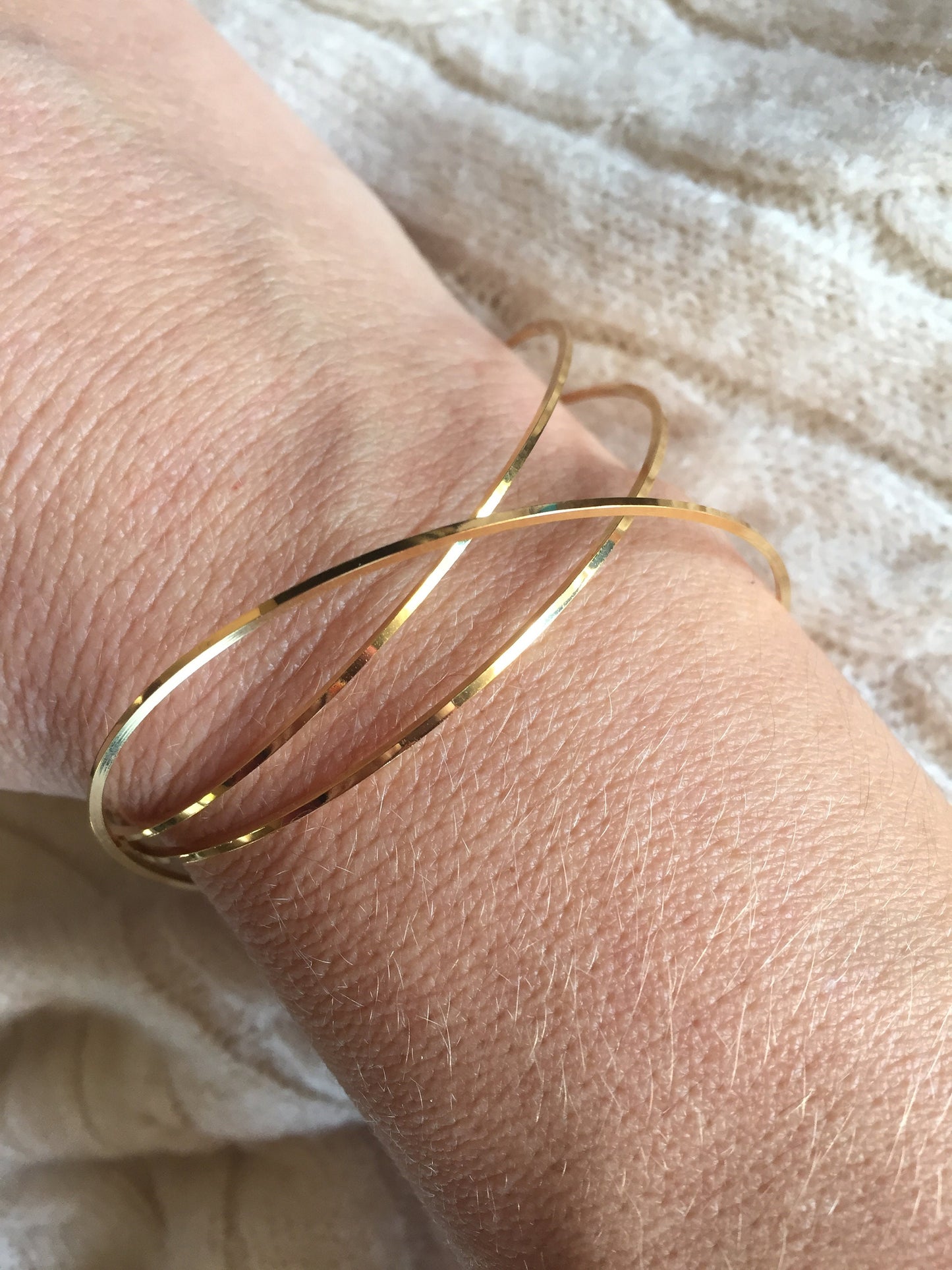 Bracelet Jonc Anneau carré plat 65 mm , cercle plaqué or 24K Diamètre 65 mm