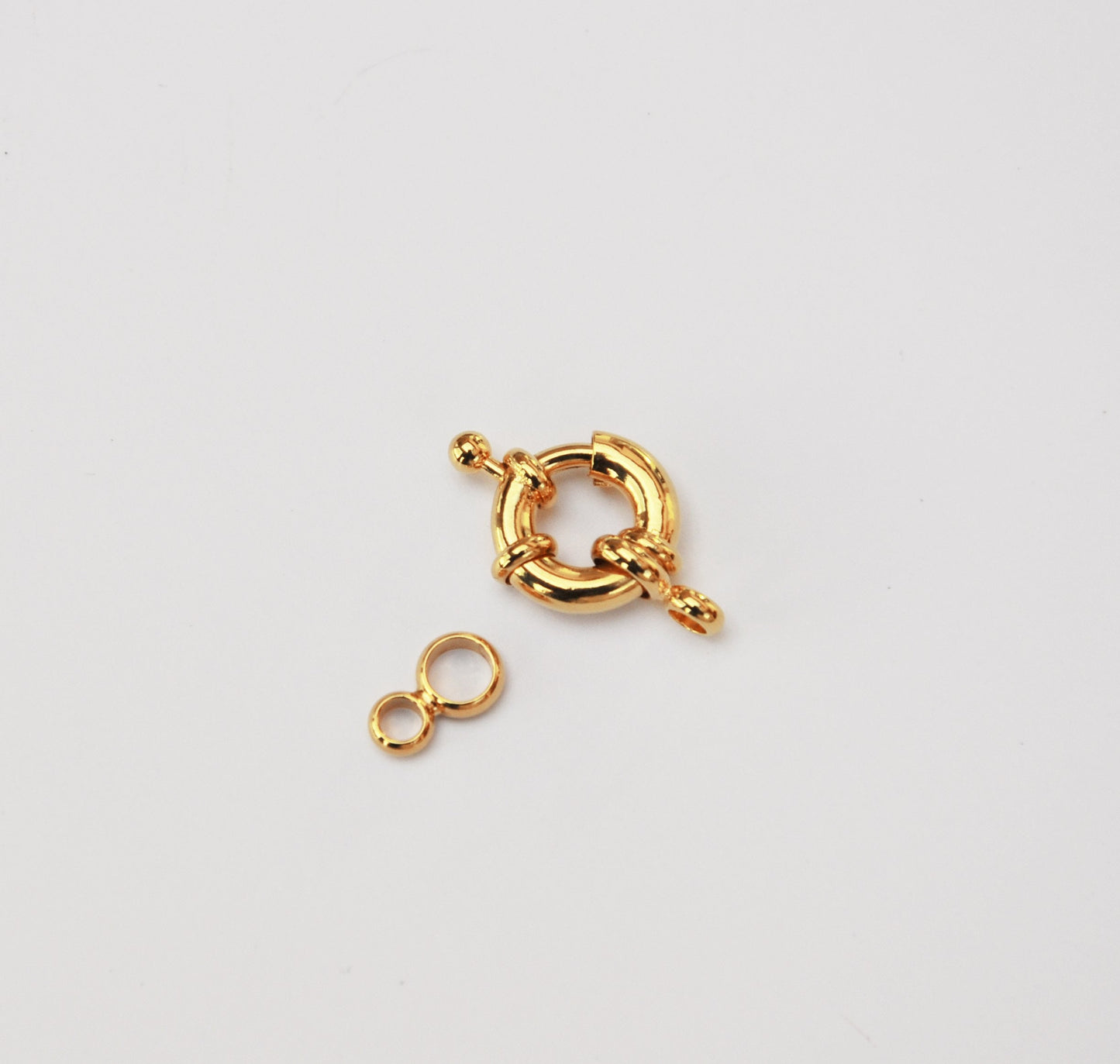 Fermoir Bouée 15mm 1 anneau en plaqué or 24 K doré à l'or fin, plaquage français