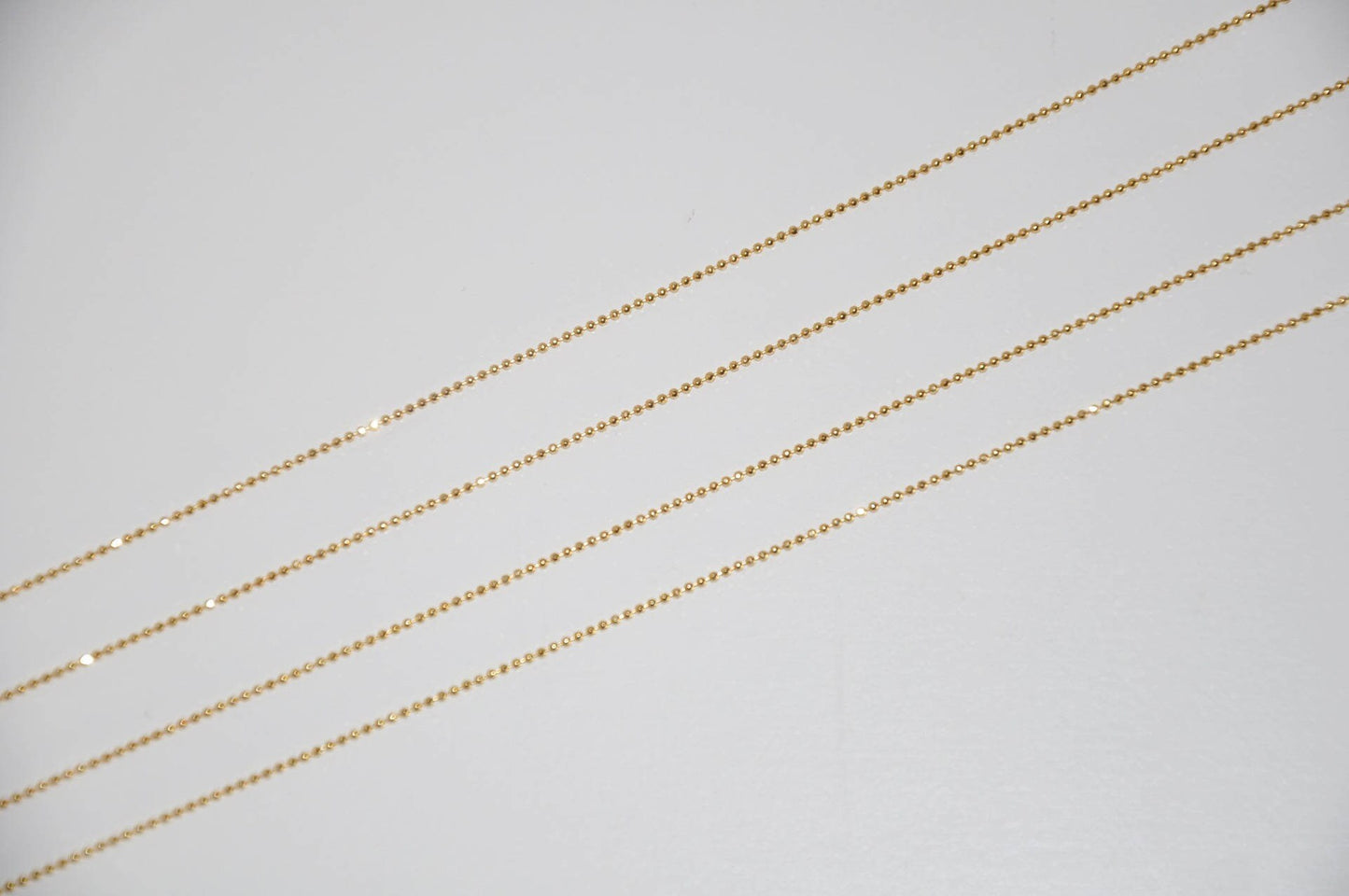 24 K Chaîne billes diamantée, chaînes boules facettes 0,8mm plaqué or 3 microns