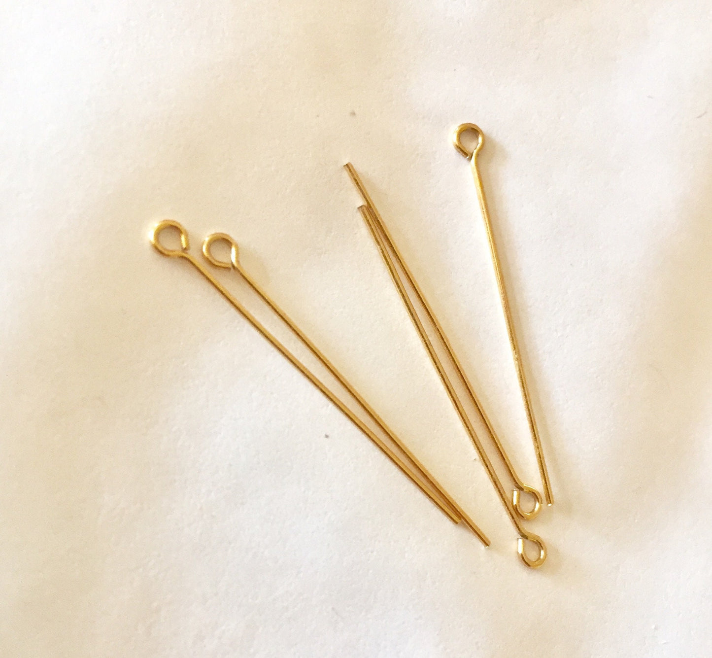 5 Clous tête œil 30mm laiton or fin 24K
